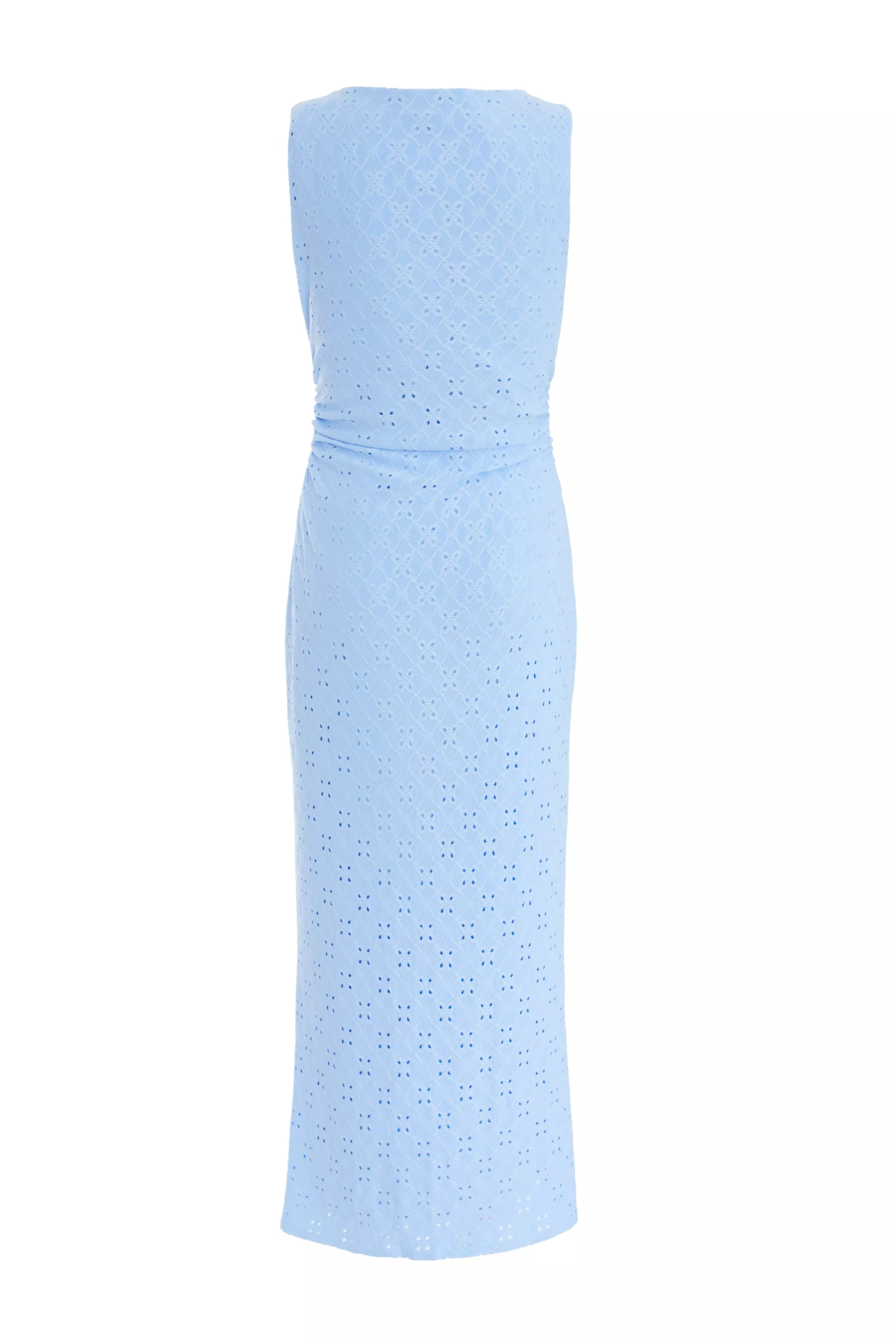 Blue Embroidered Bodycon Midaxi Dress