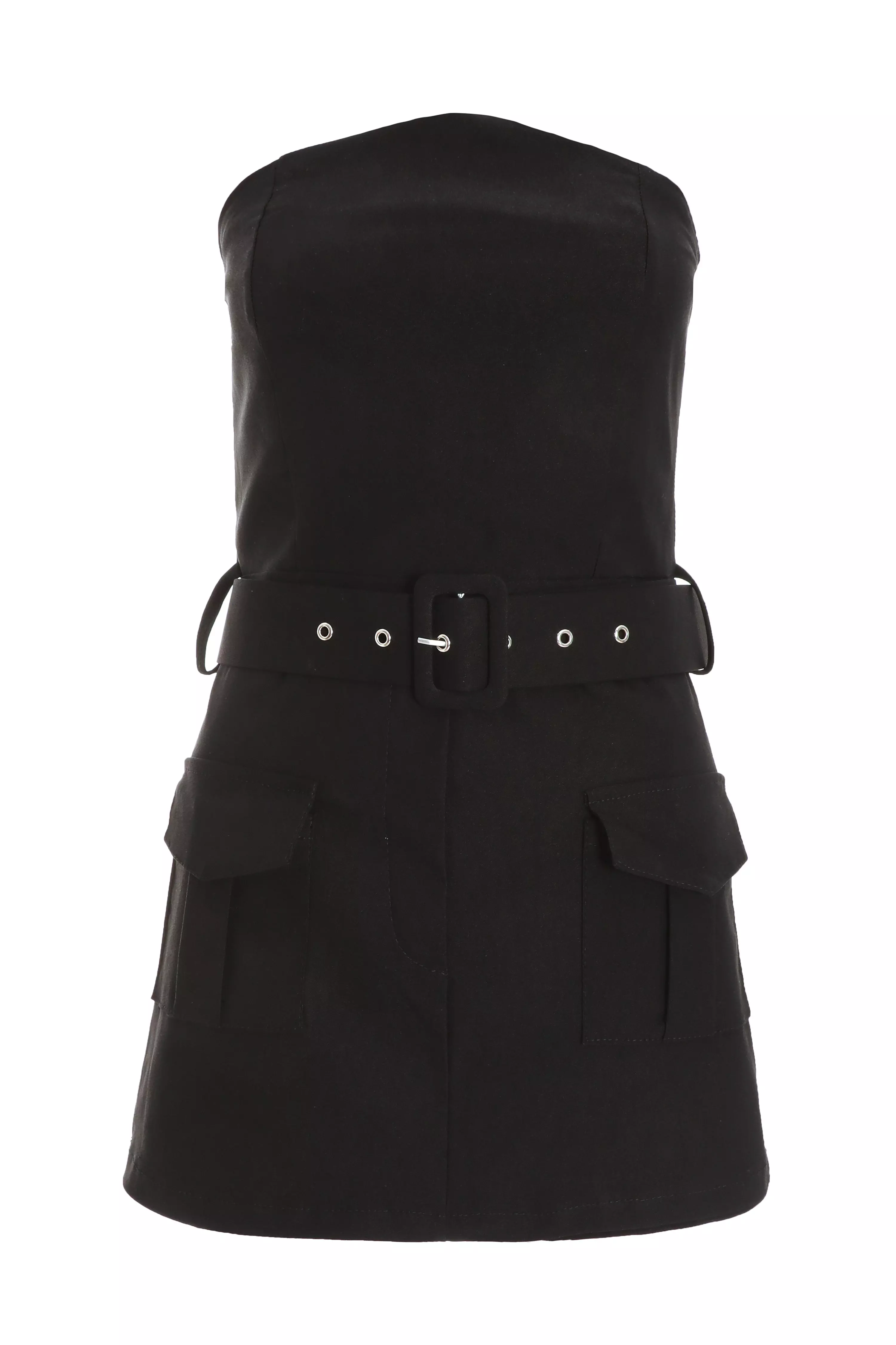 Black Bandeau Belted Playsuit