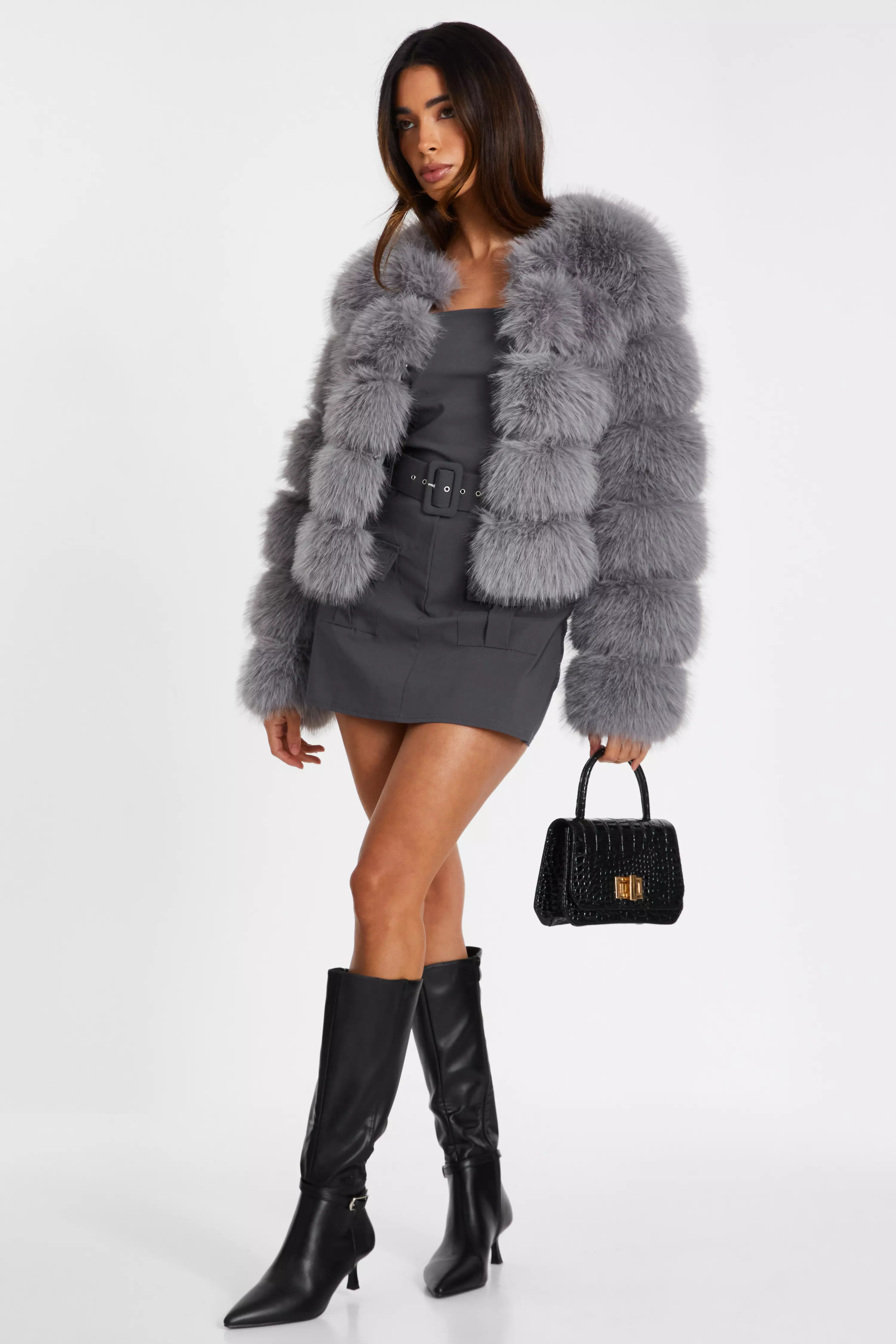 Grey Faux Fur Jacket