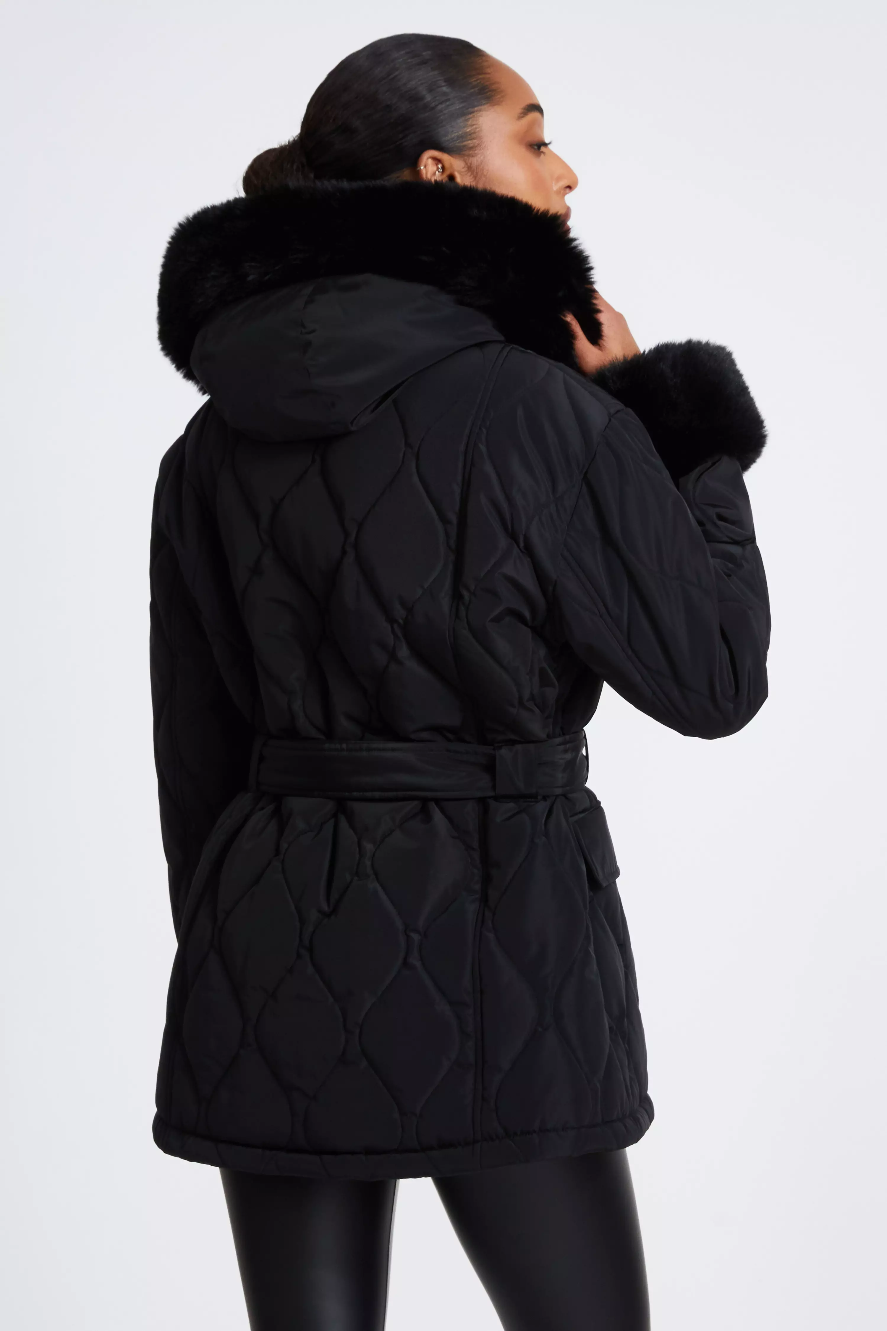 Black Faux Fur Trim Jacket