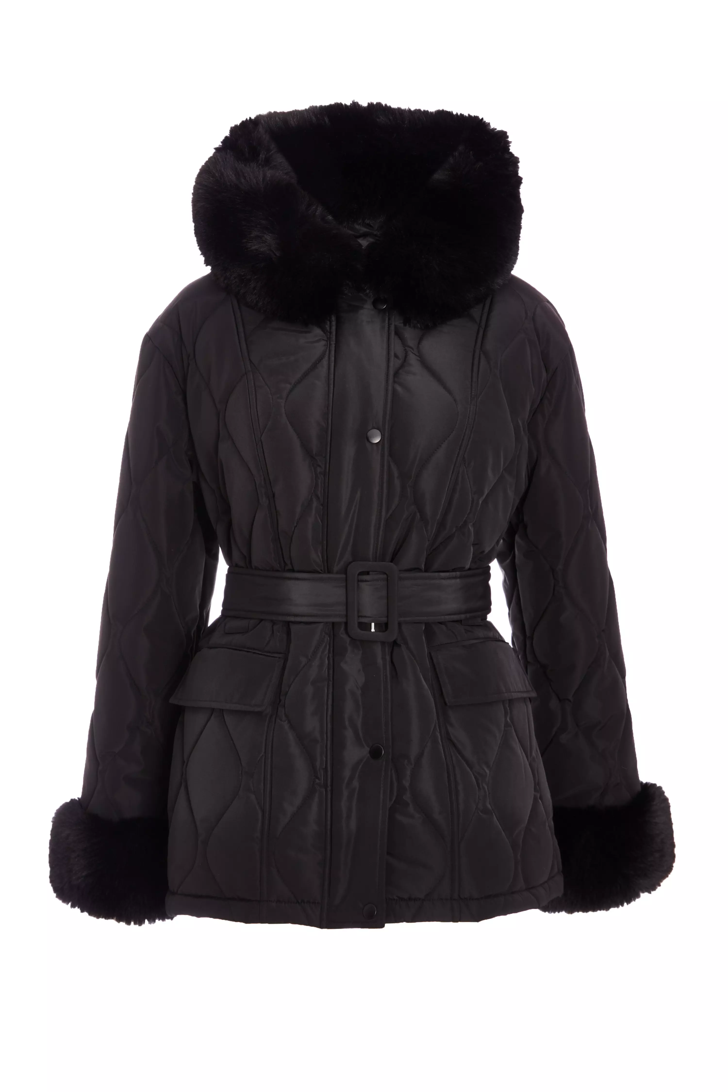 Black Faux Fur Trim Jacket