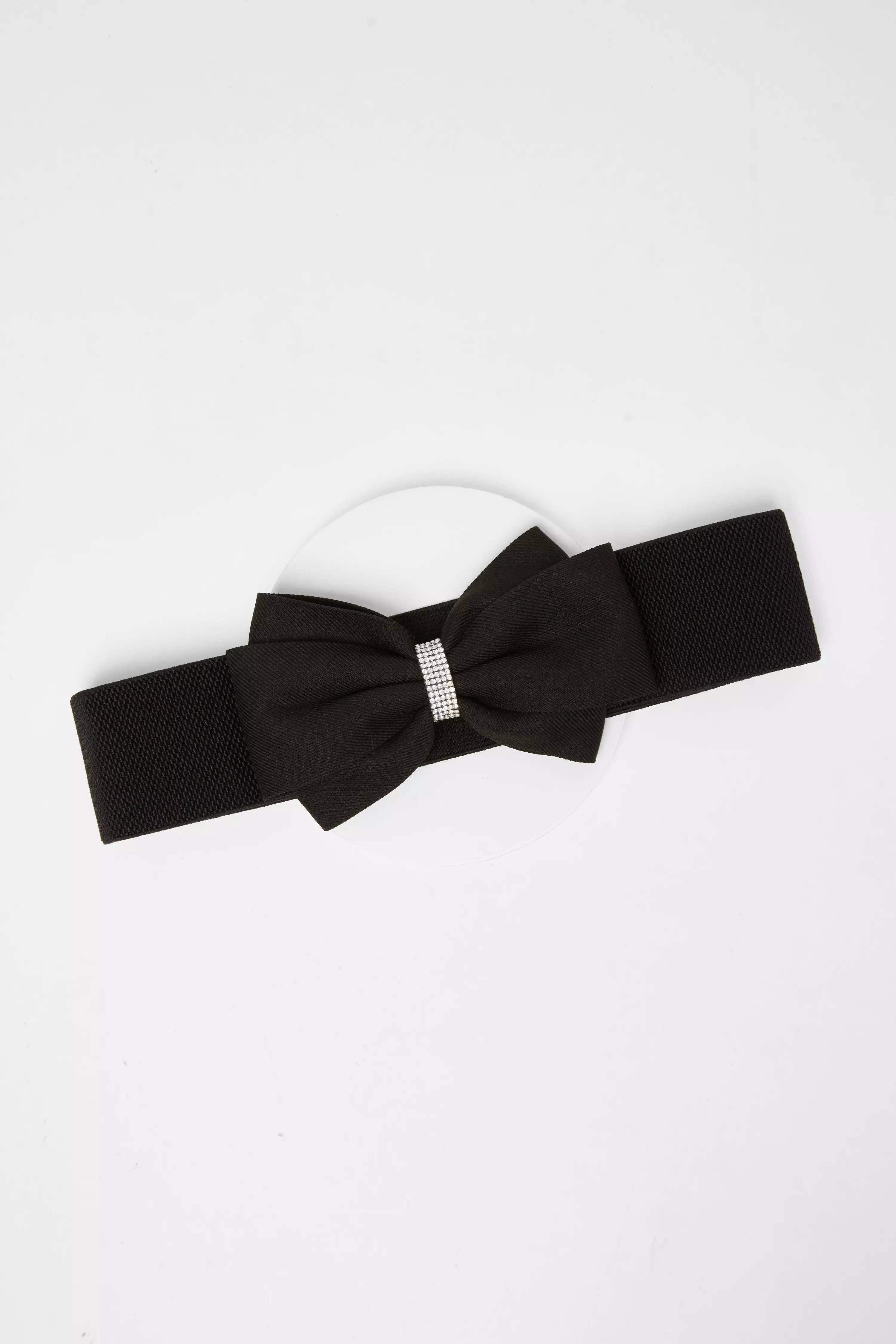 Black Elasticated Bow Belt