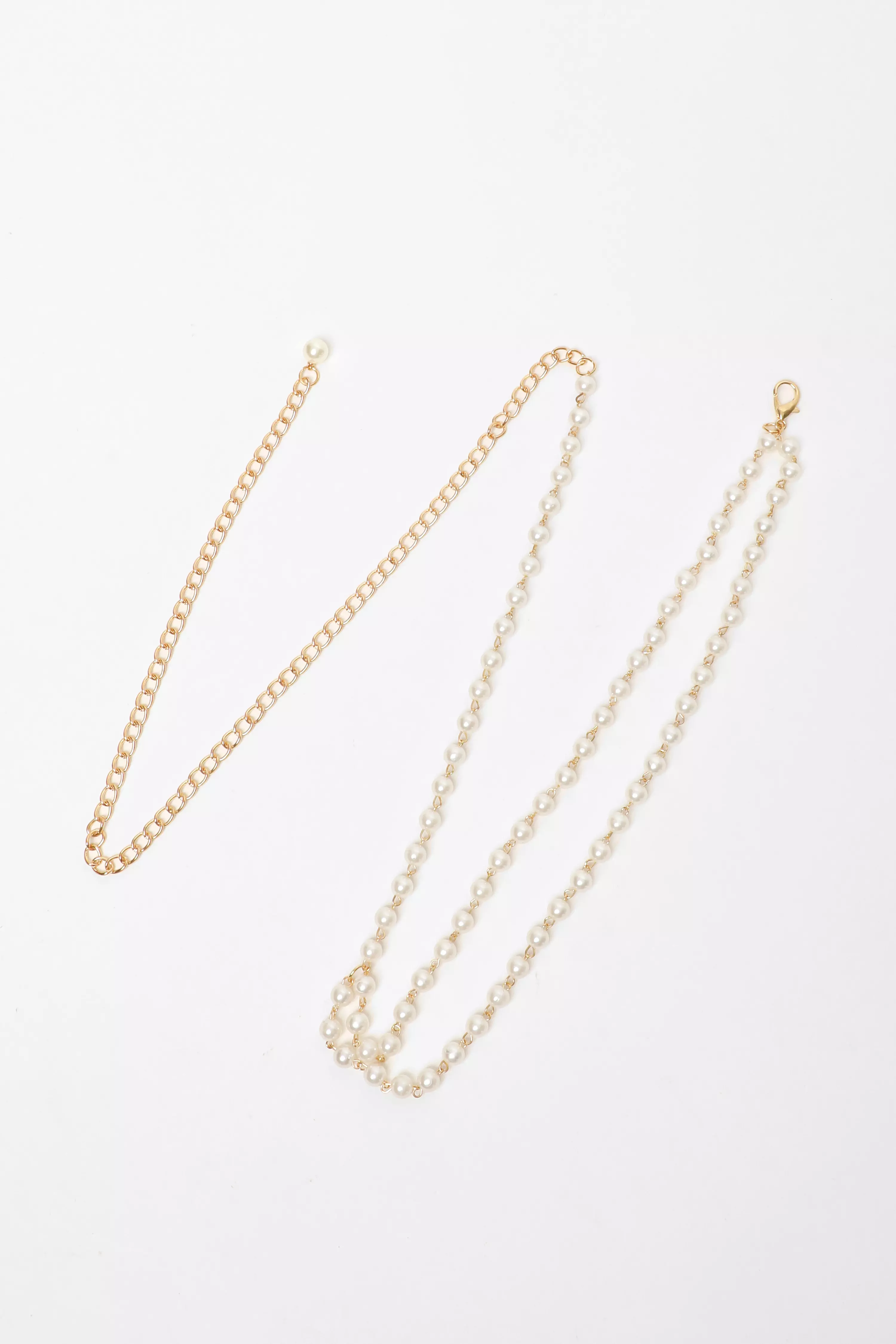 Gold Double Pearl Chain Belt
