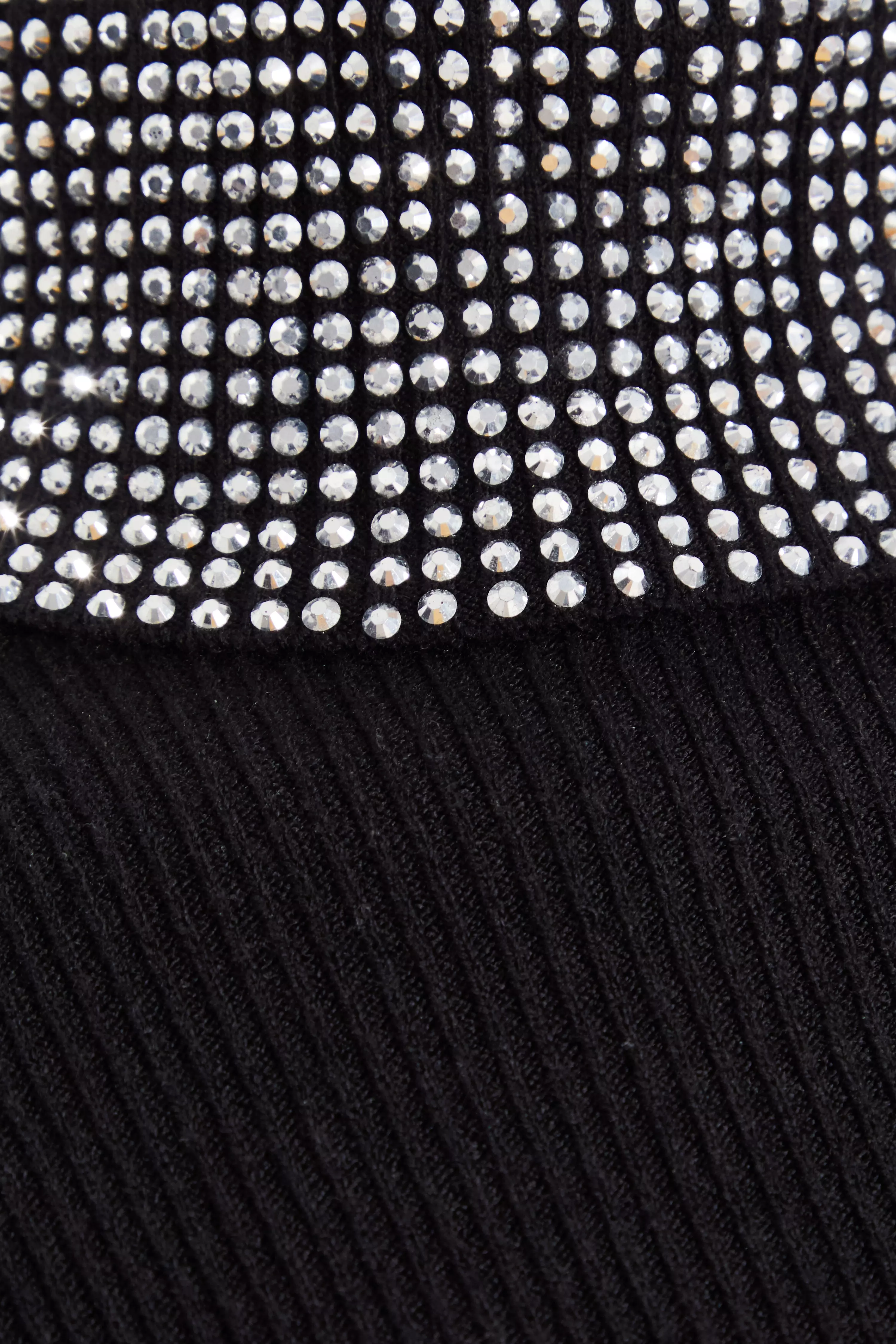 Black Diamante Turtle Neck Jumper