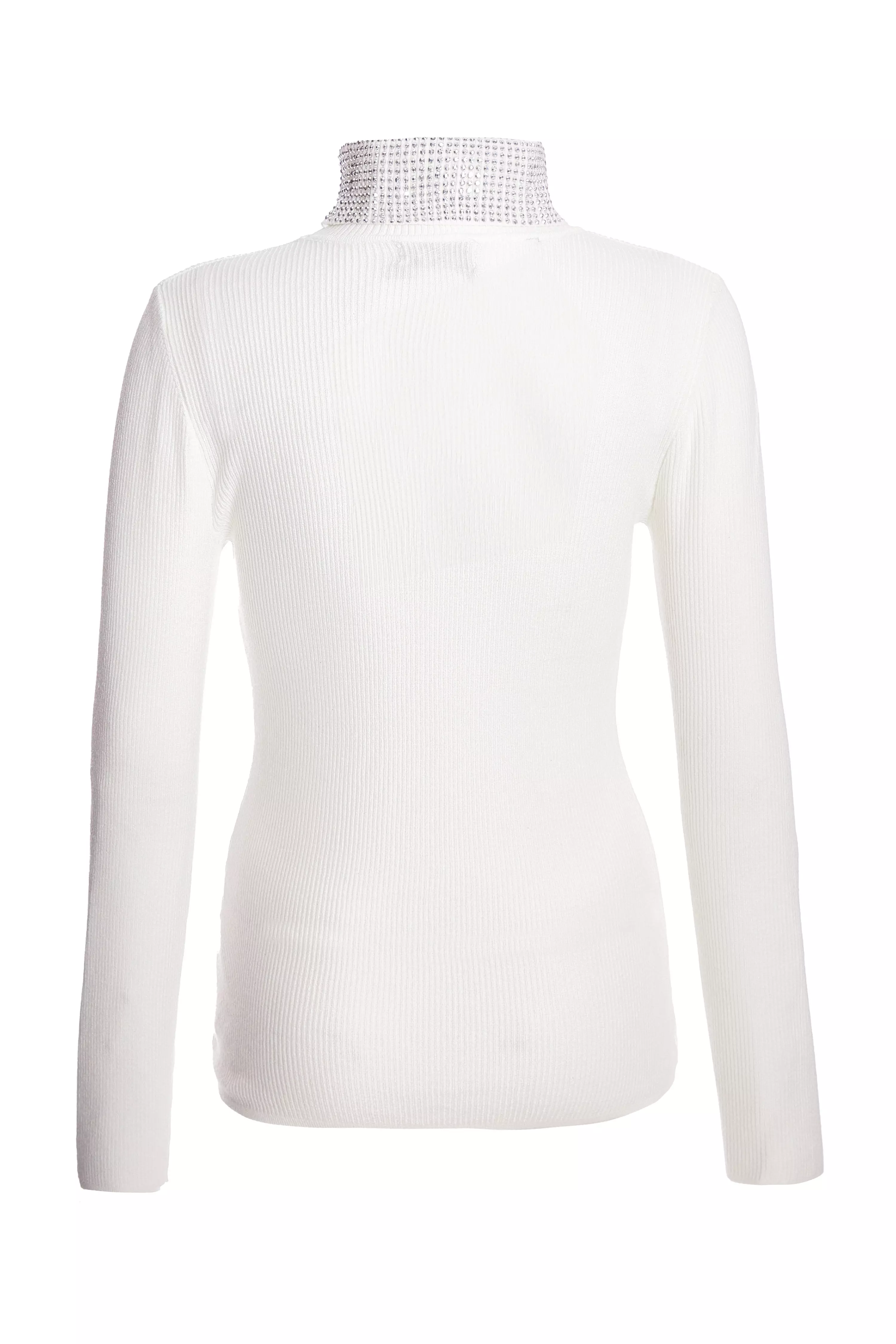 Cream Diamante Turtle Neck Jumper 