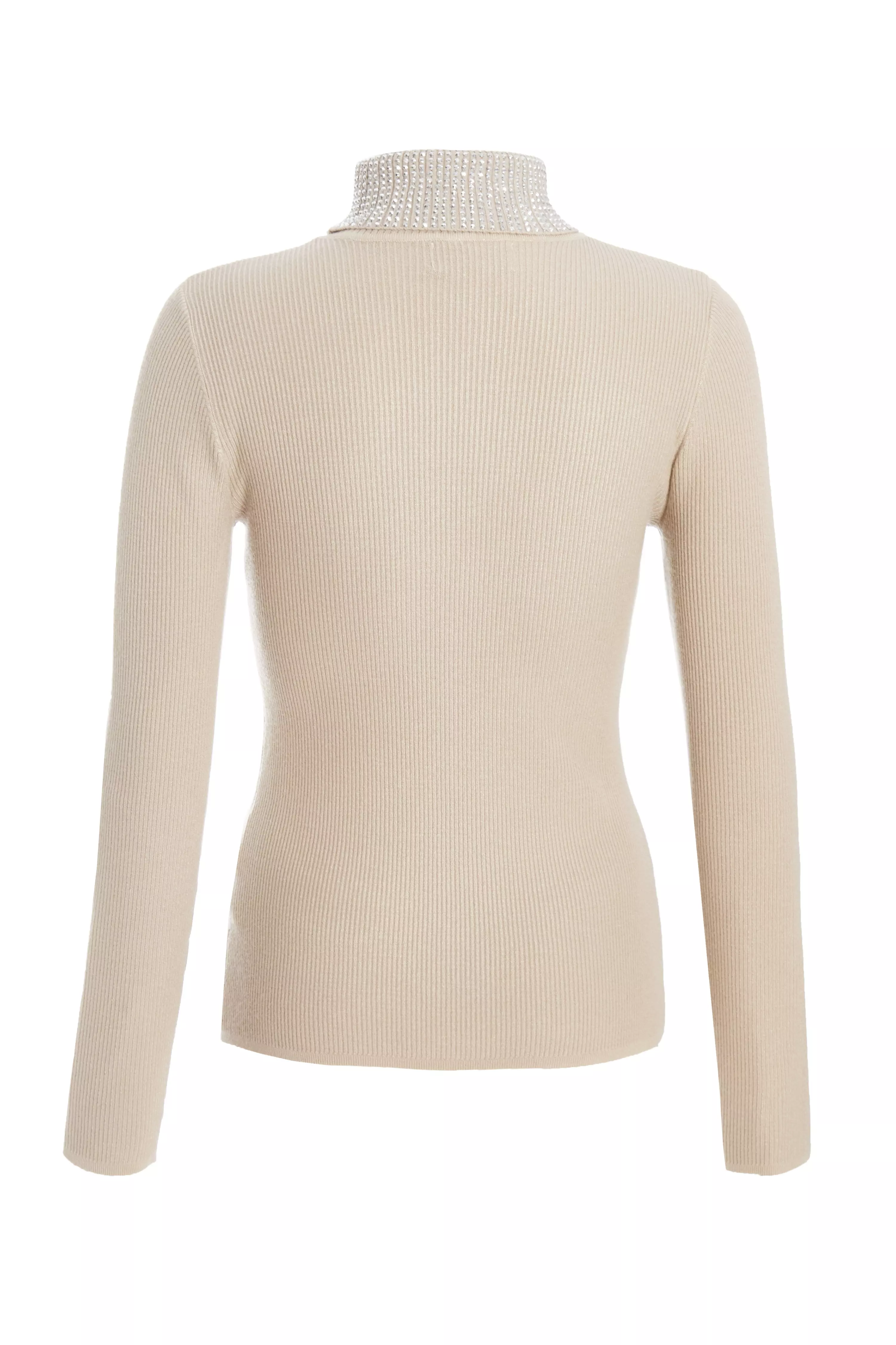 Stone Diamante Turtle Neck Jumper