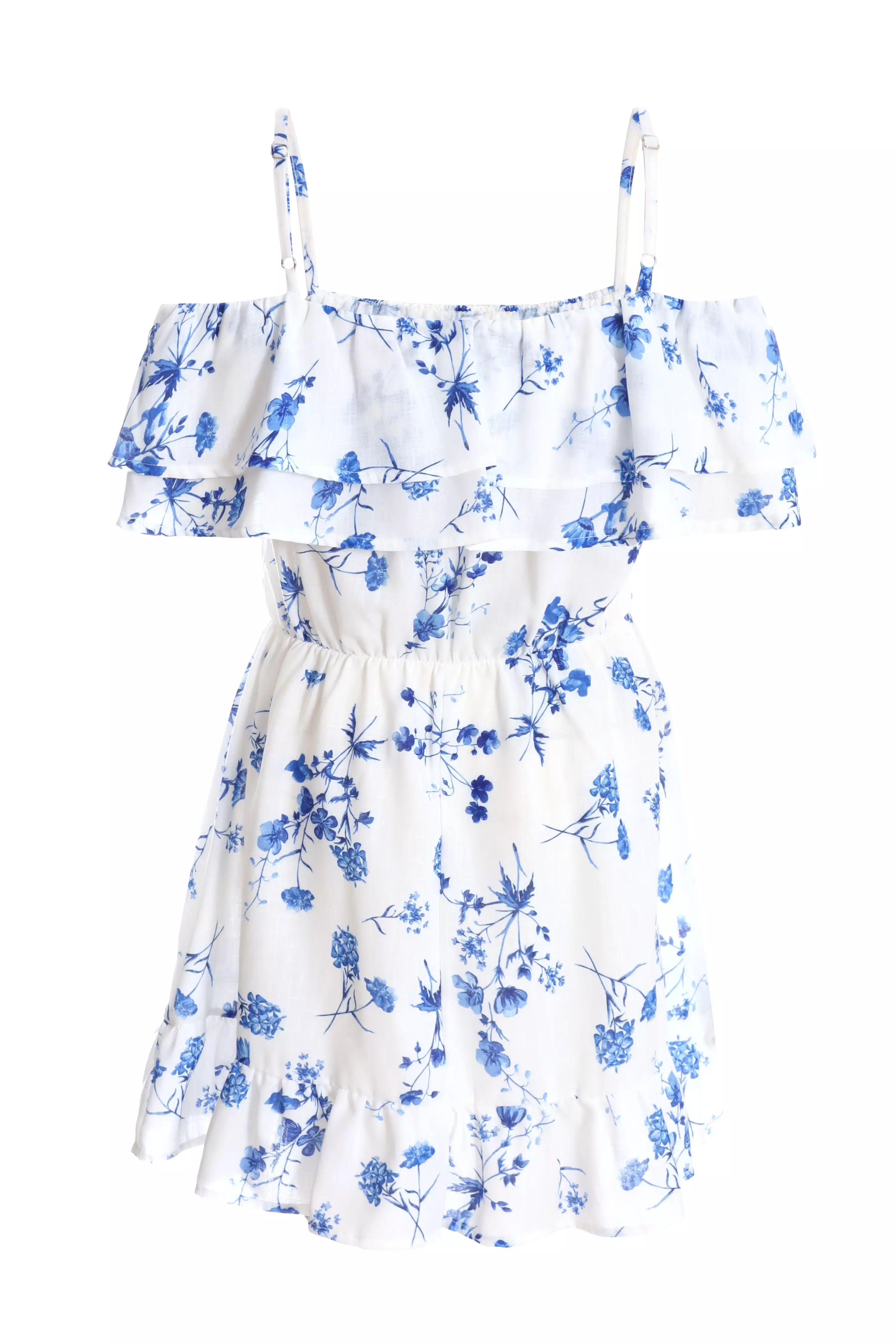 White Floral Linen Skater Dress