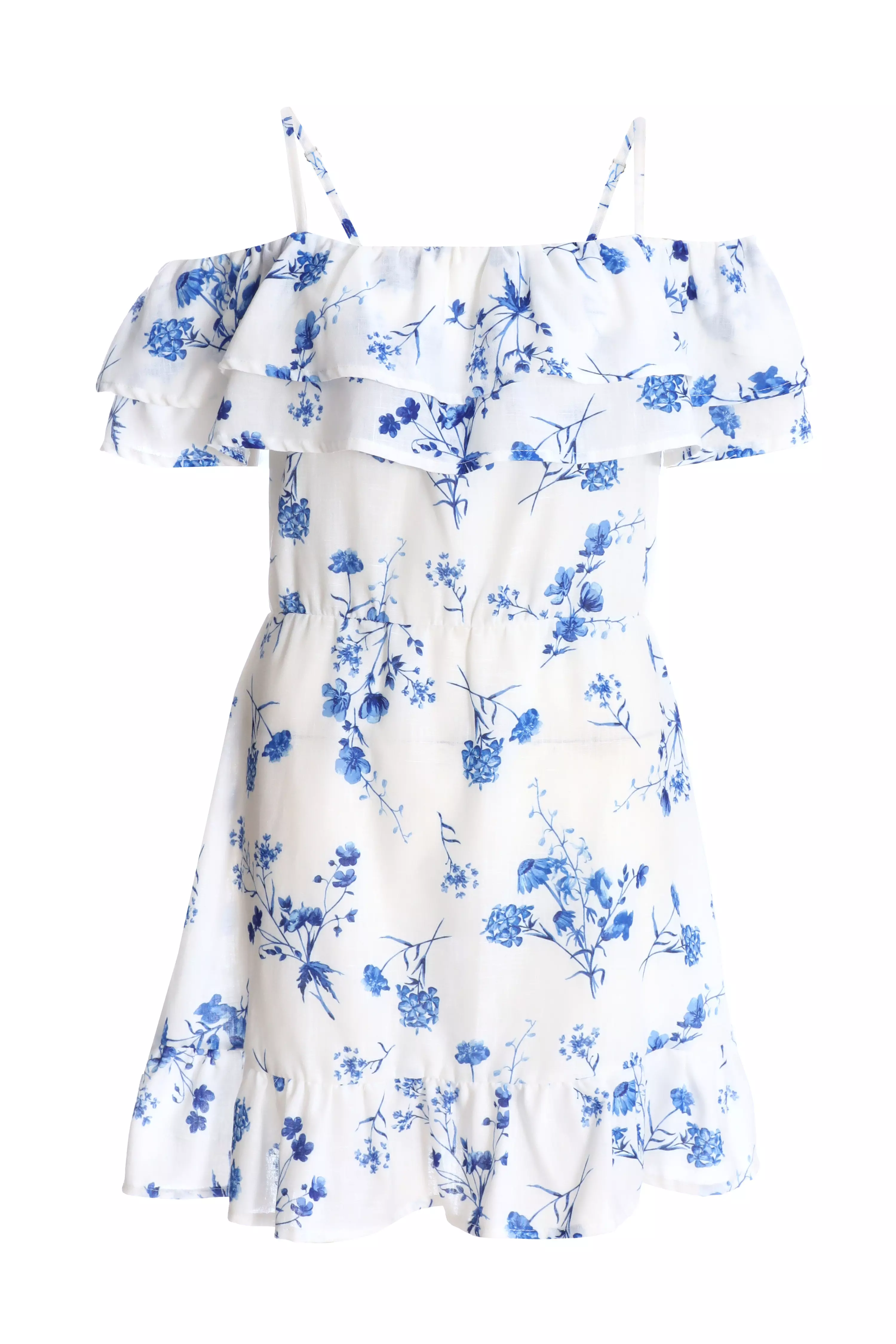 White Floral Linen Skater Dress