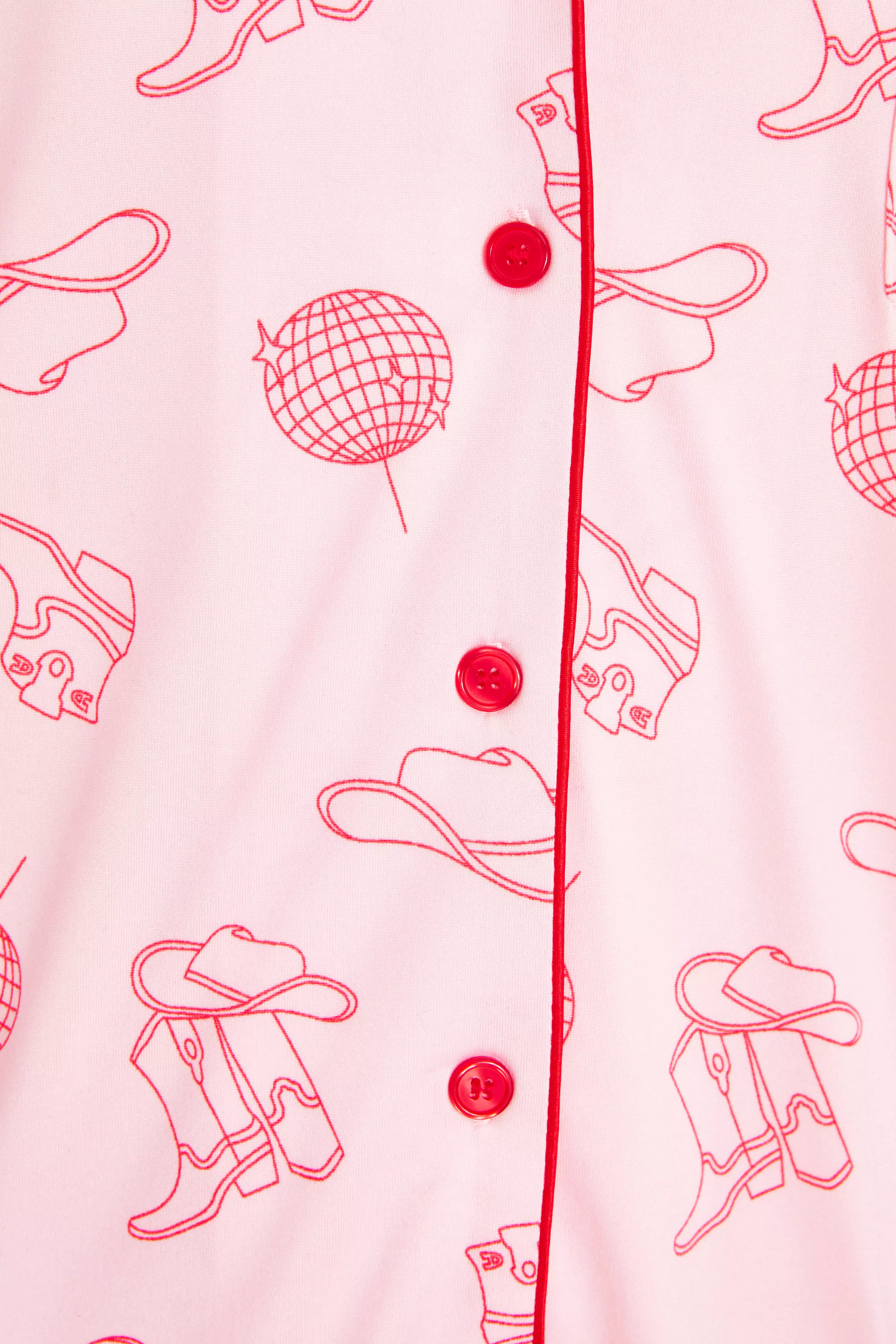 Pink Cowboy Print Long Pyjama Set