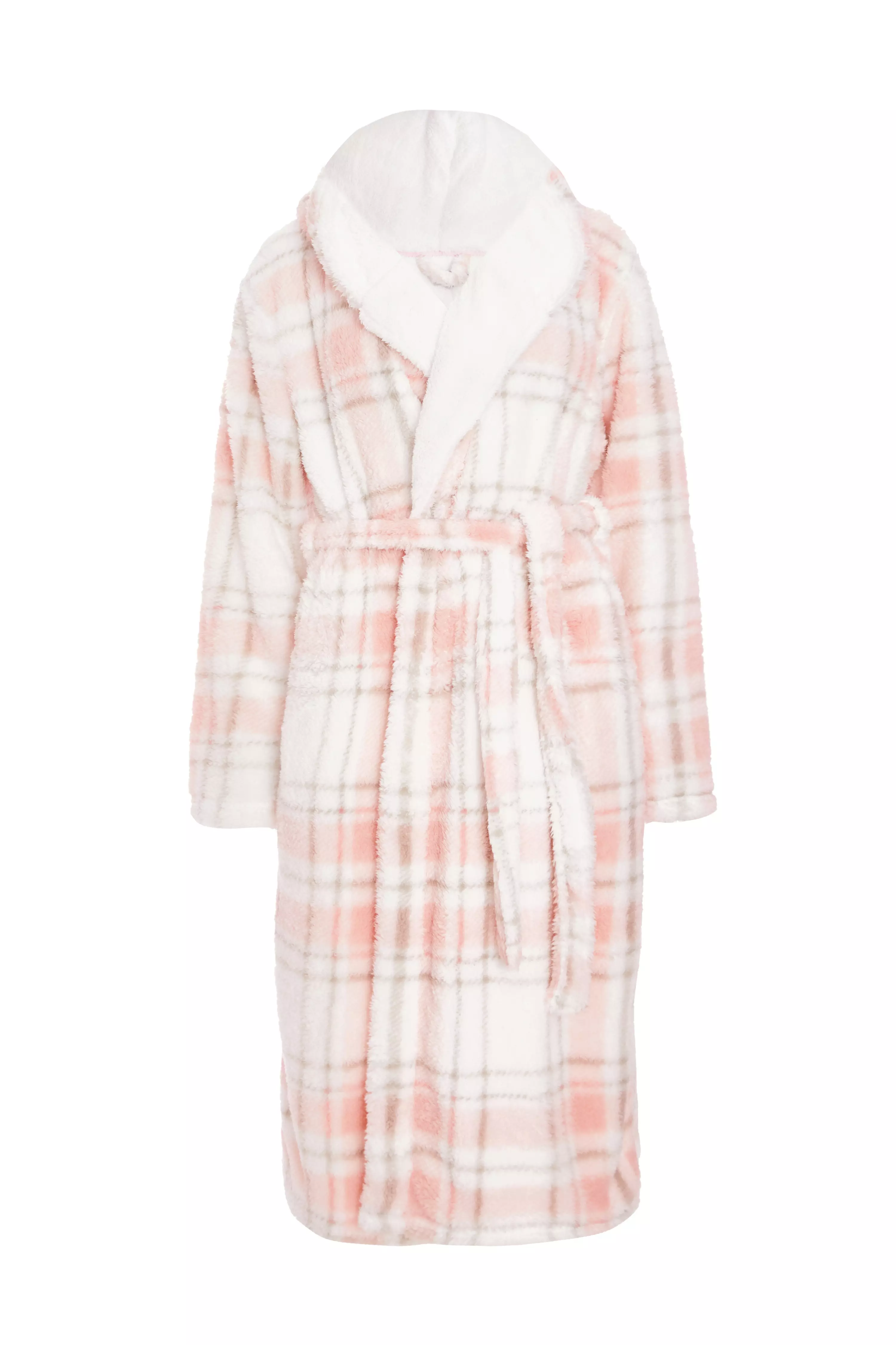 Pink Check Print Robe