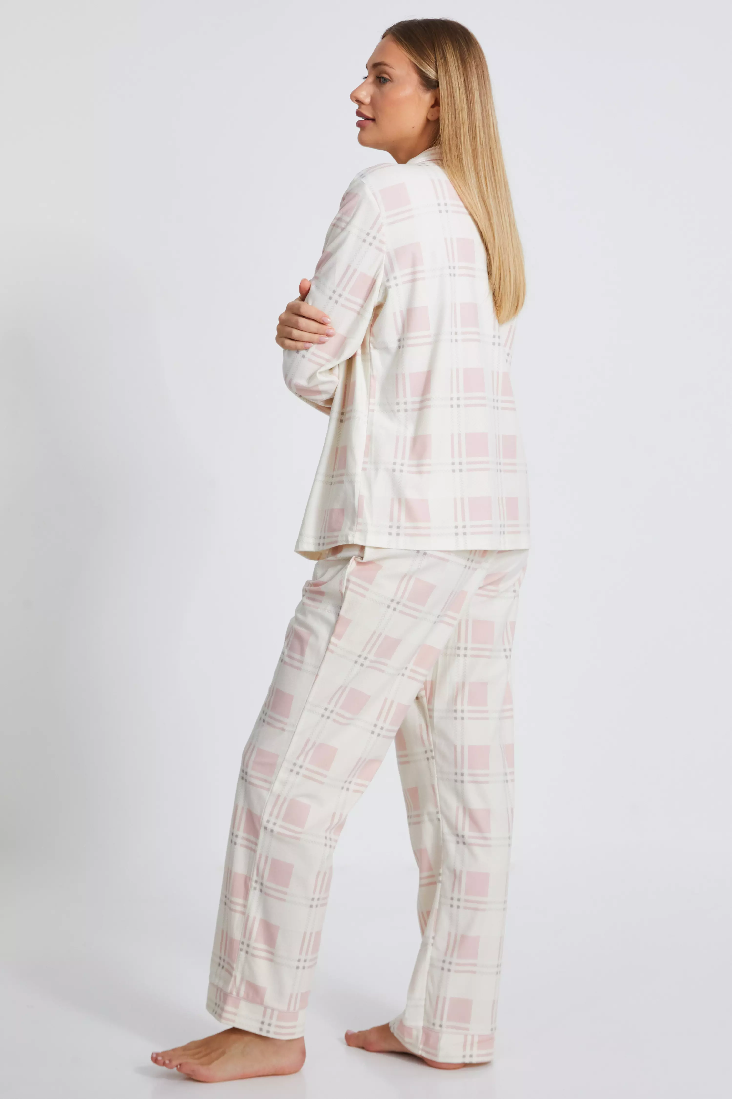 Pink Checked Long Pyjama Set