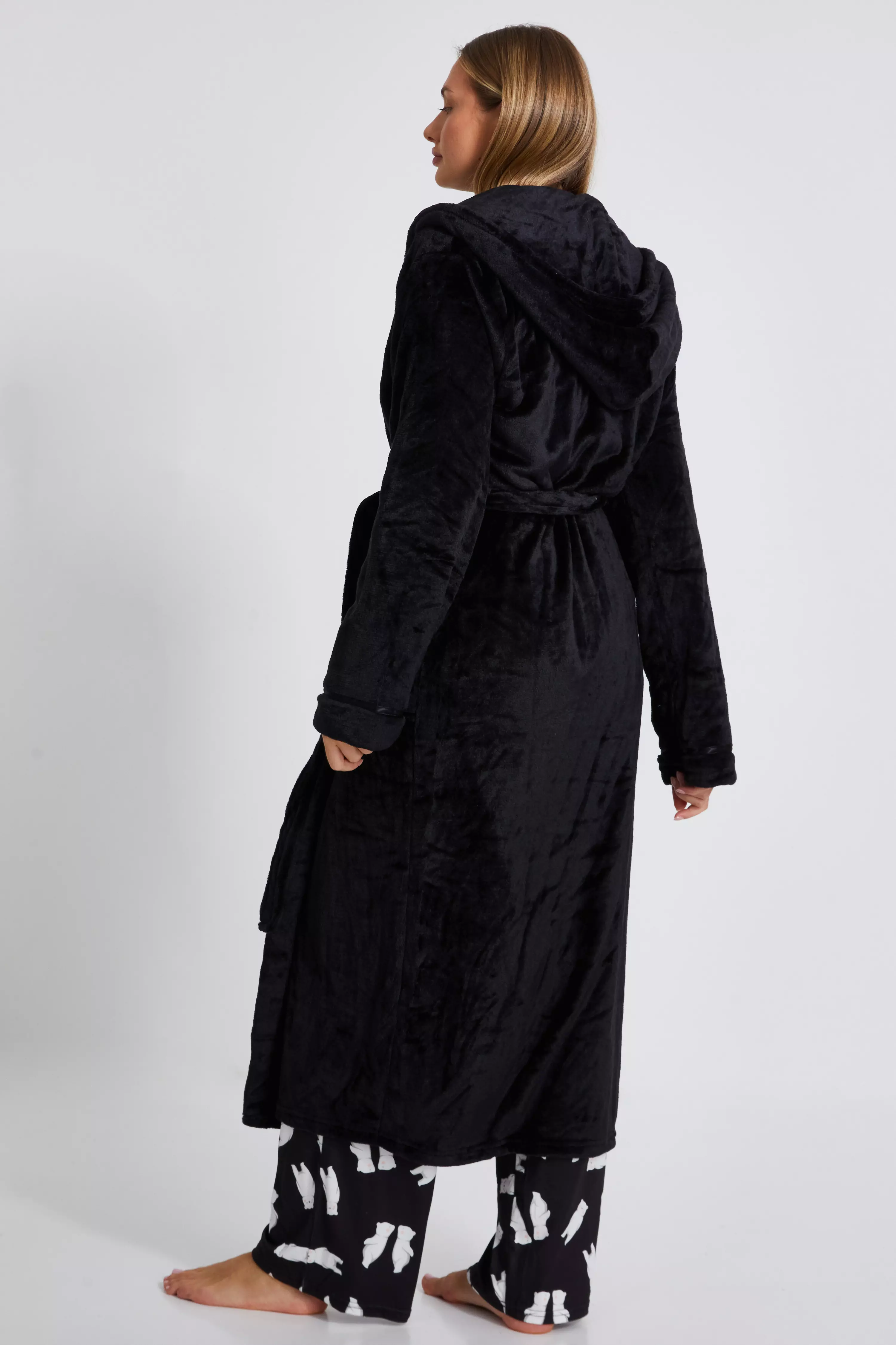 Black Long Hooded Robe