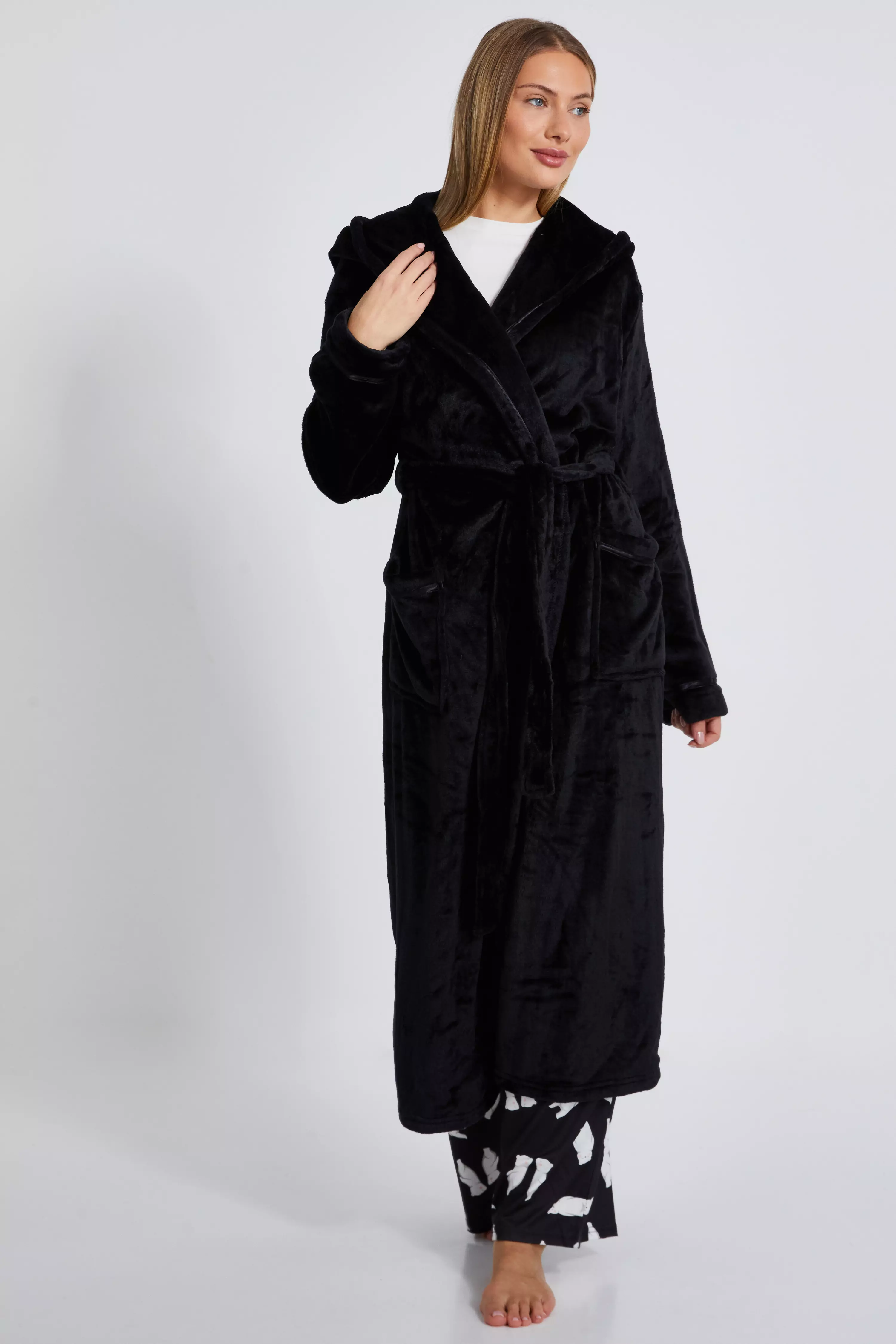 Black Long Hooded Robe