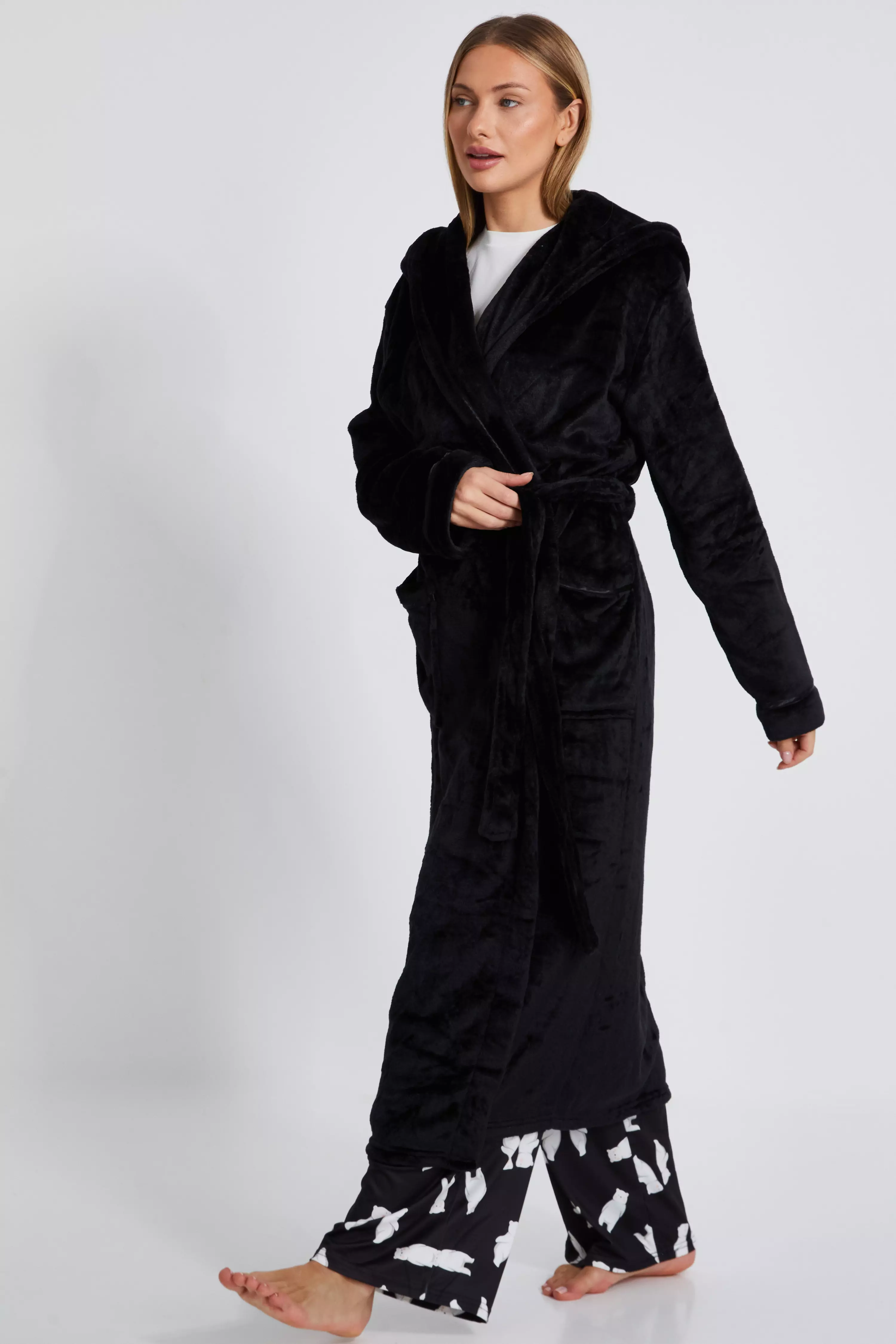 Black Long Hooded Robe