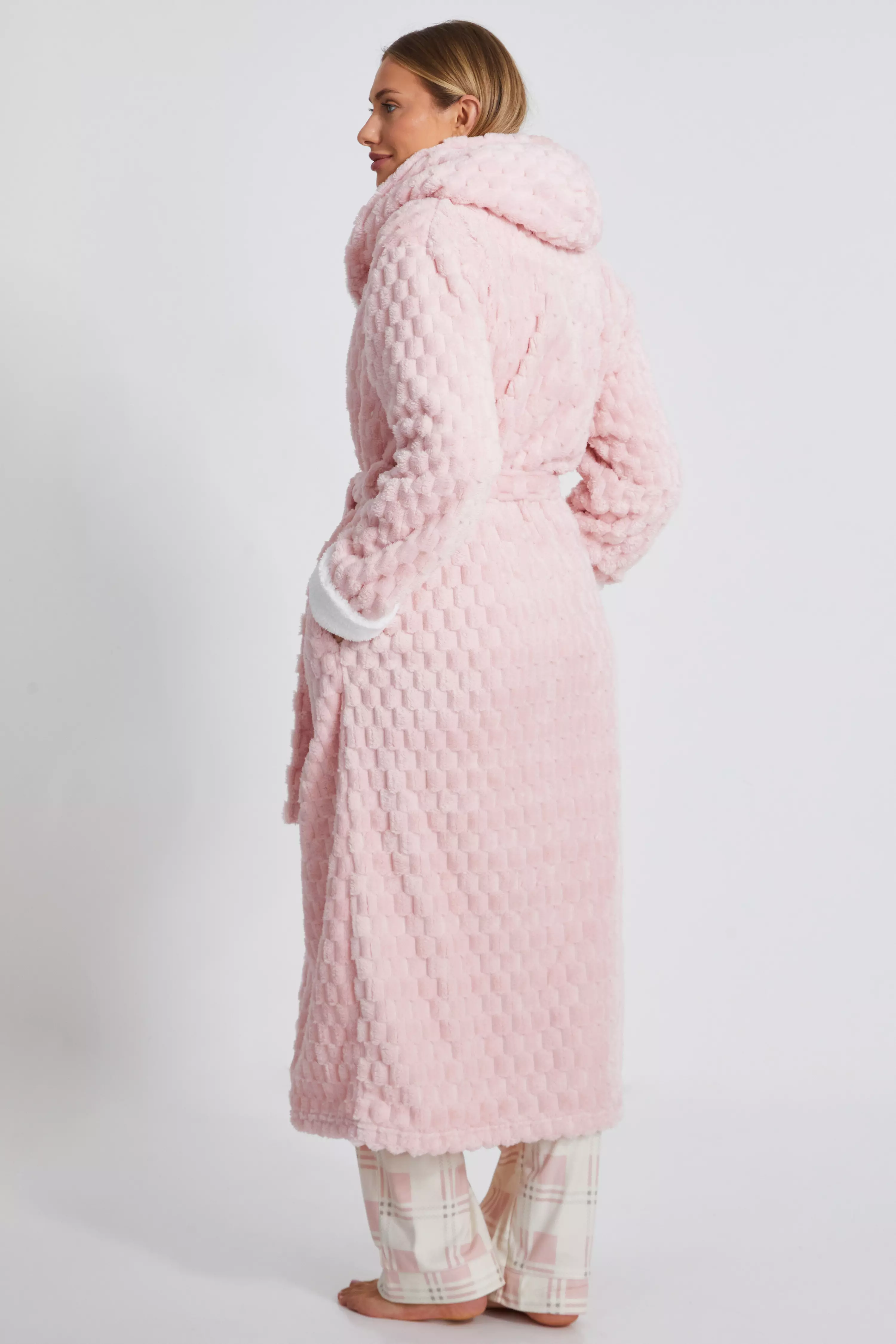 Pink Textured Fleece Robe