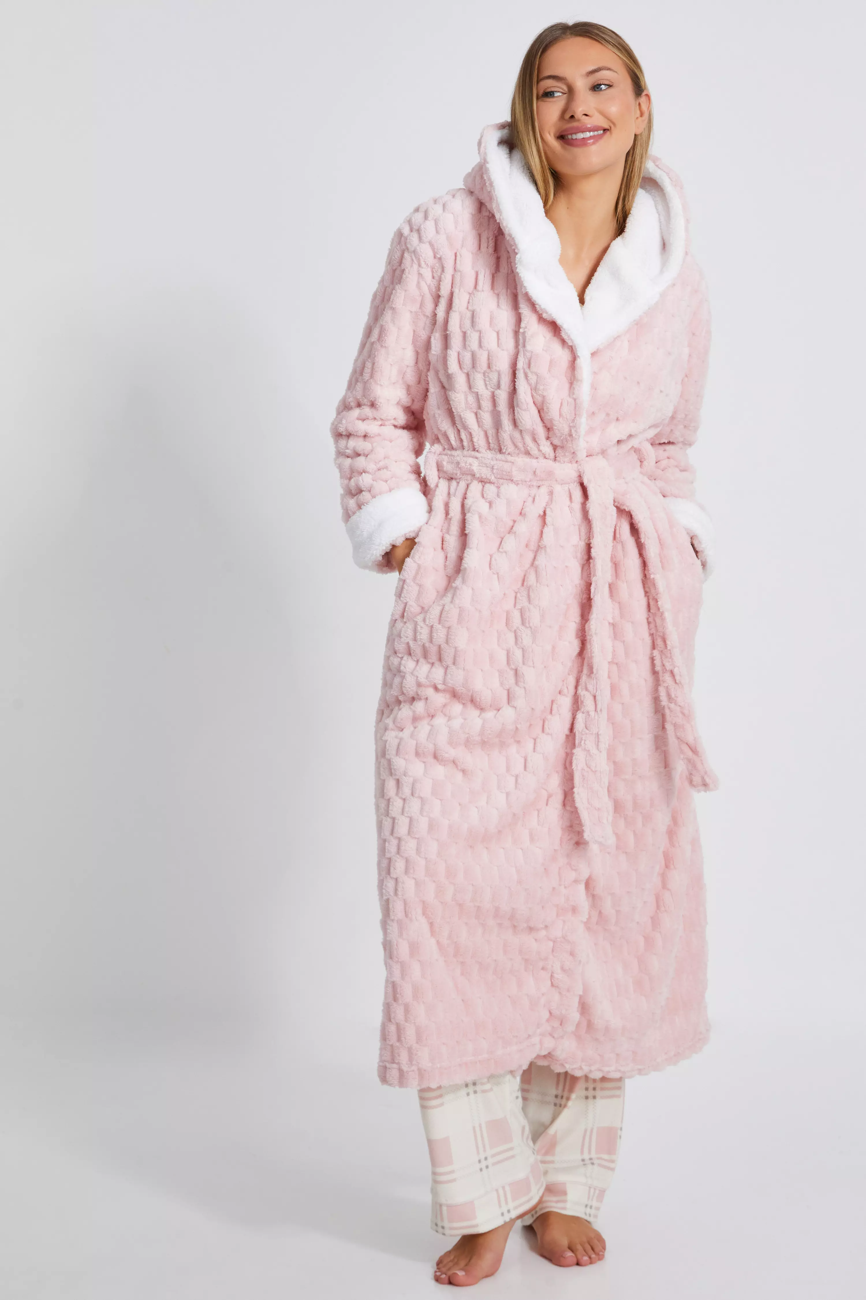 Pink Textured Fleece Robe