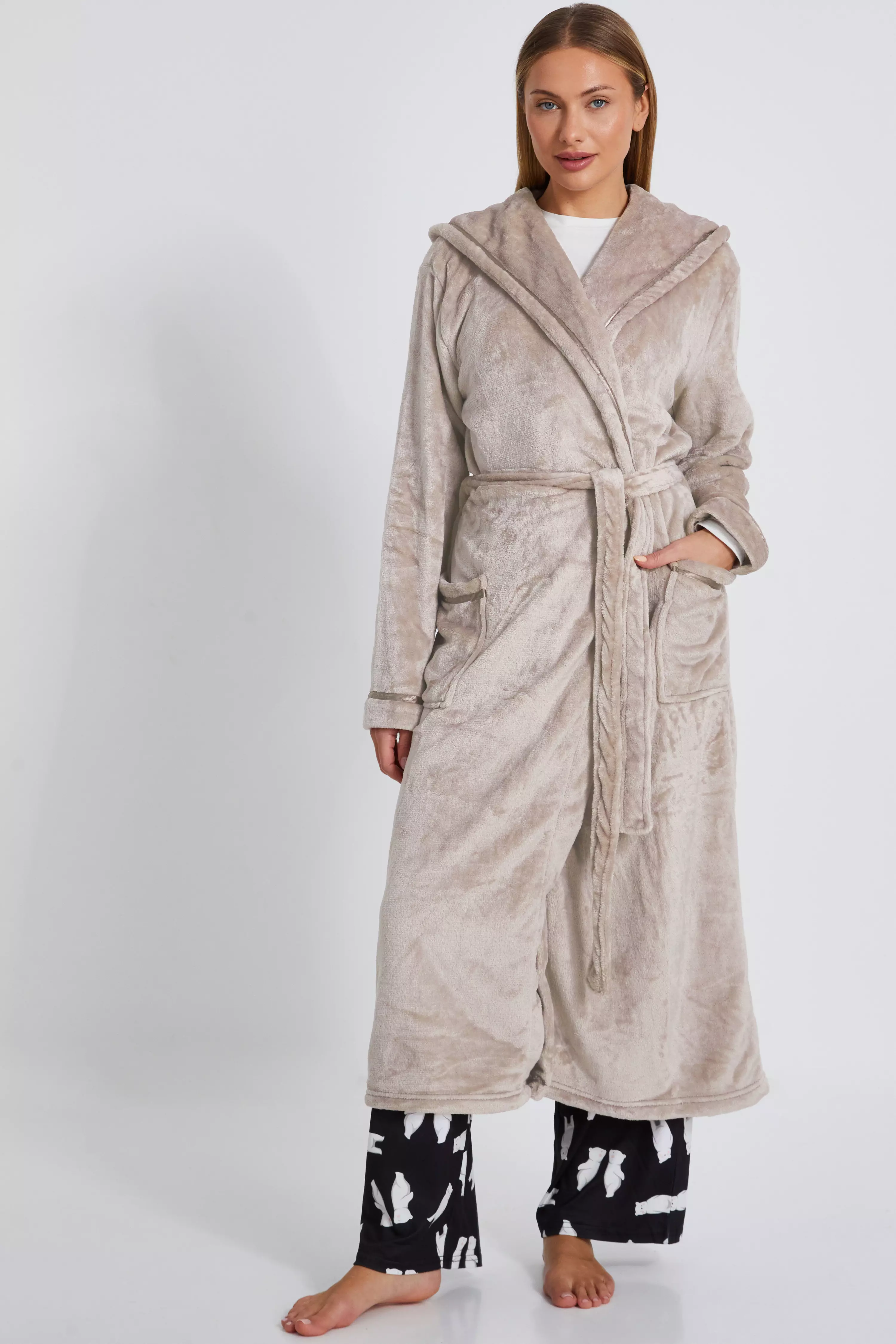 Brown Long Hooded Robe