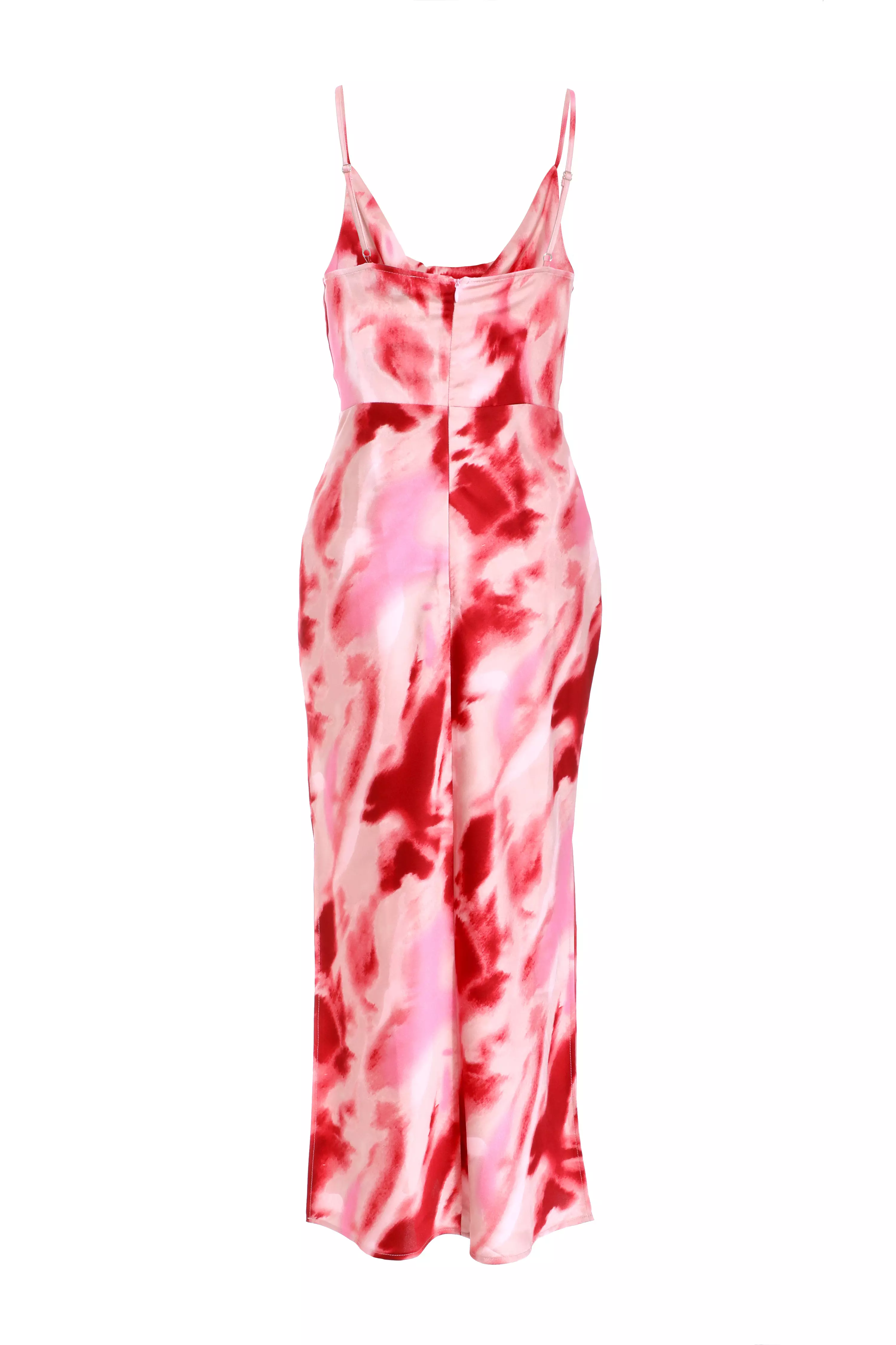 Petite Pink Satin Marble Midi Dress