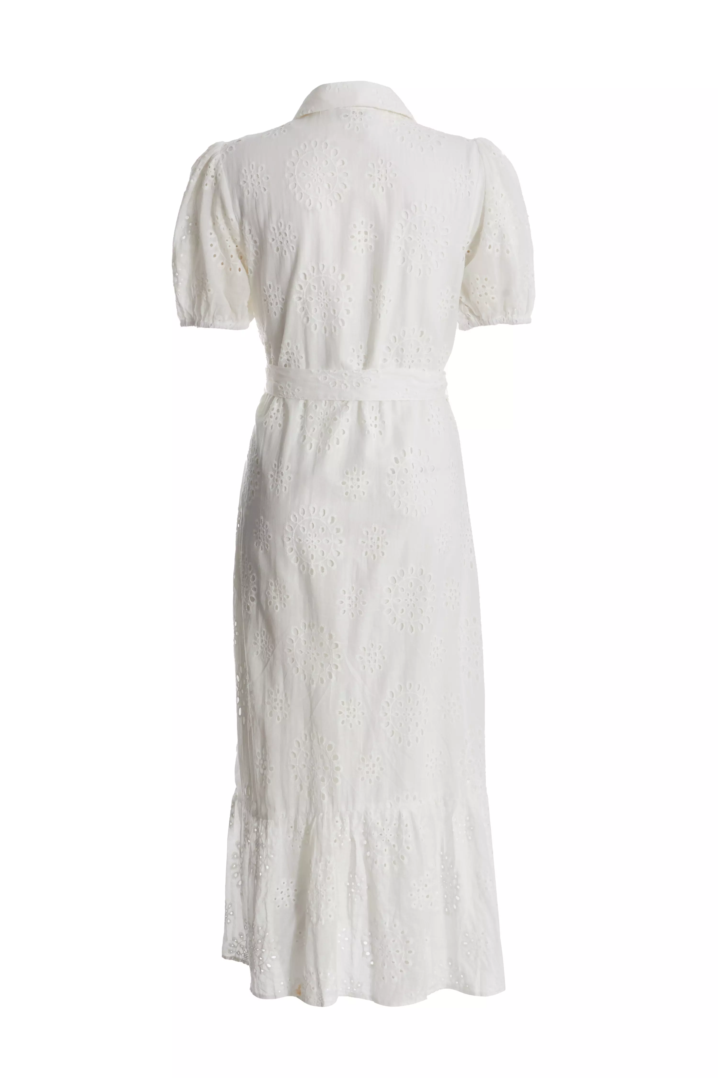 White Embordered Midaxi Shirt Dress