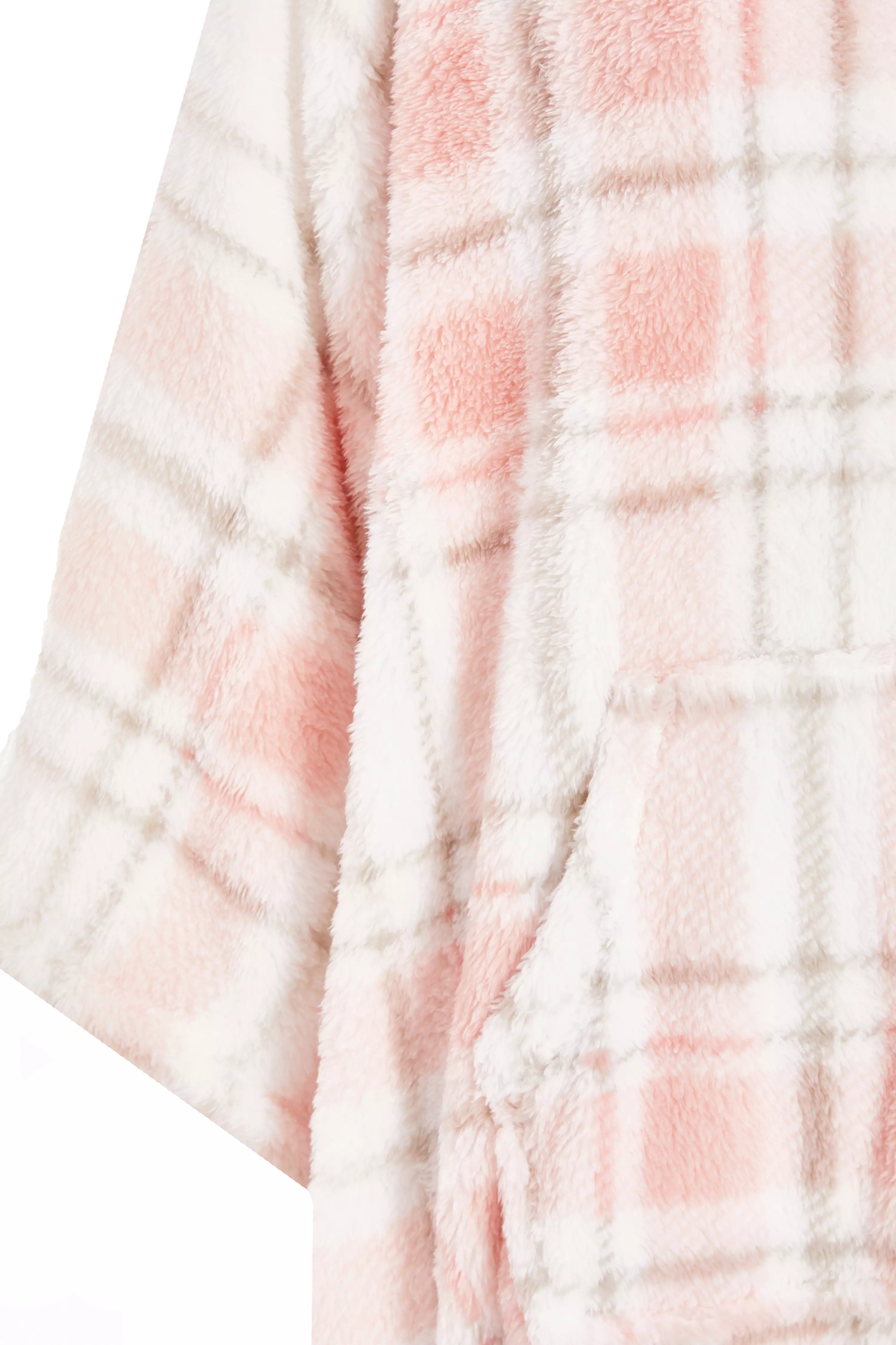 Pink Check Fleece Blanket Hoodie