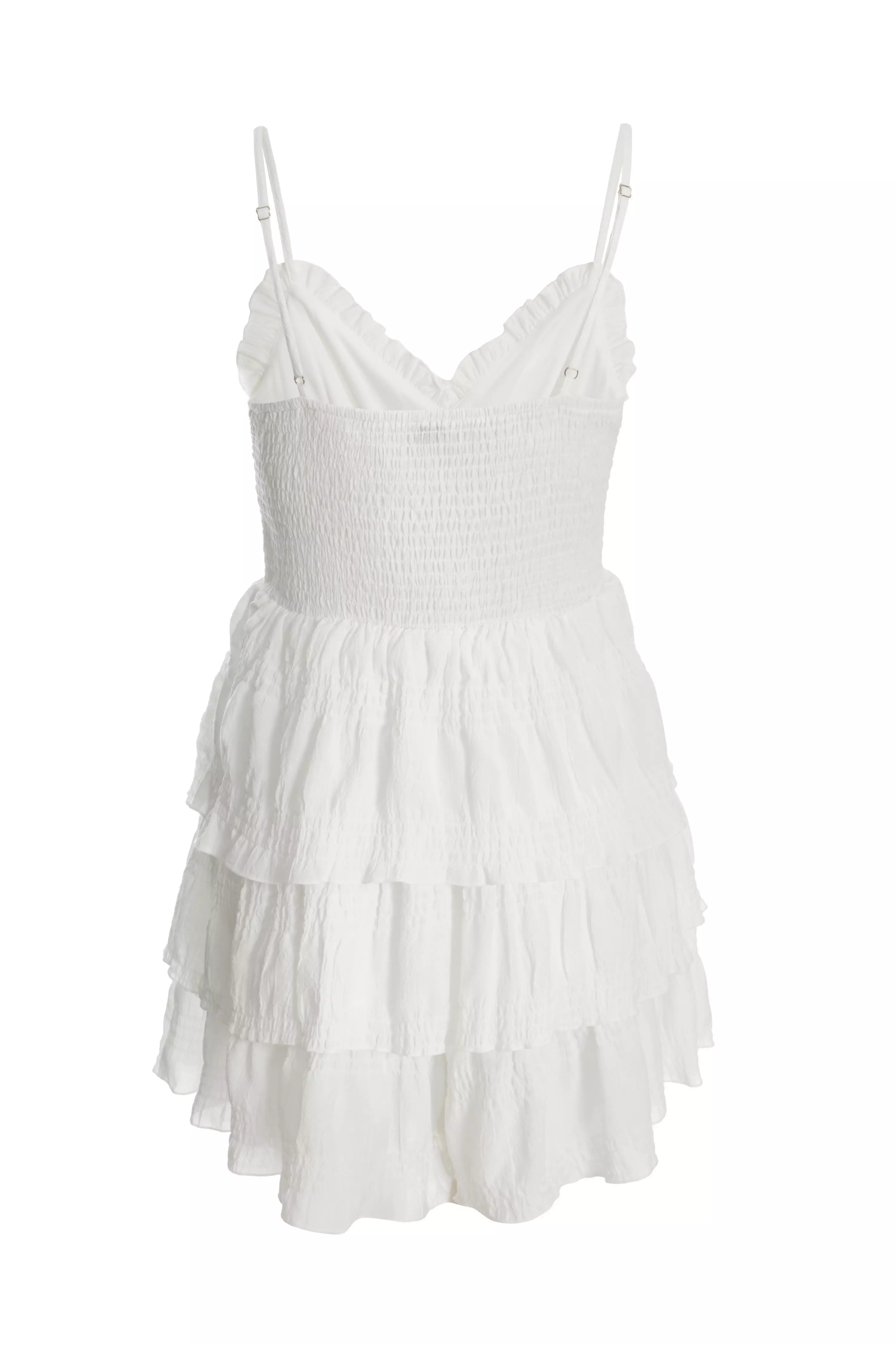 White Ruffle Tiered Playsuit