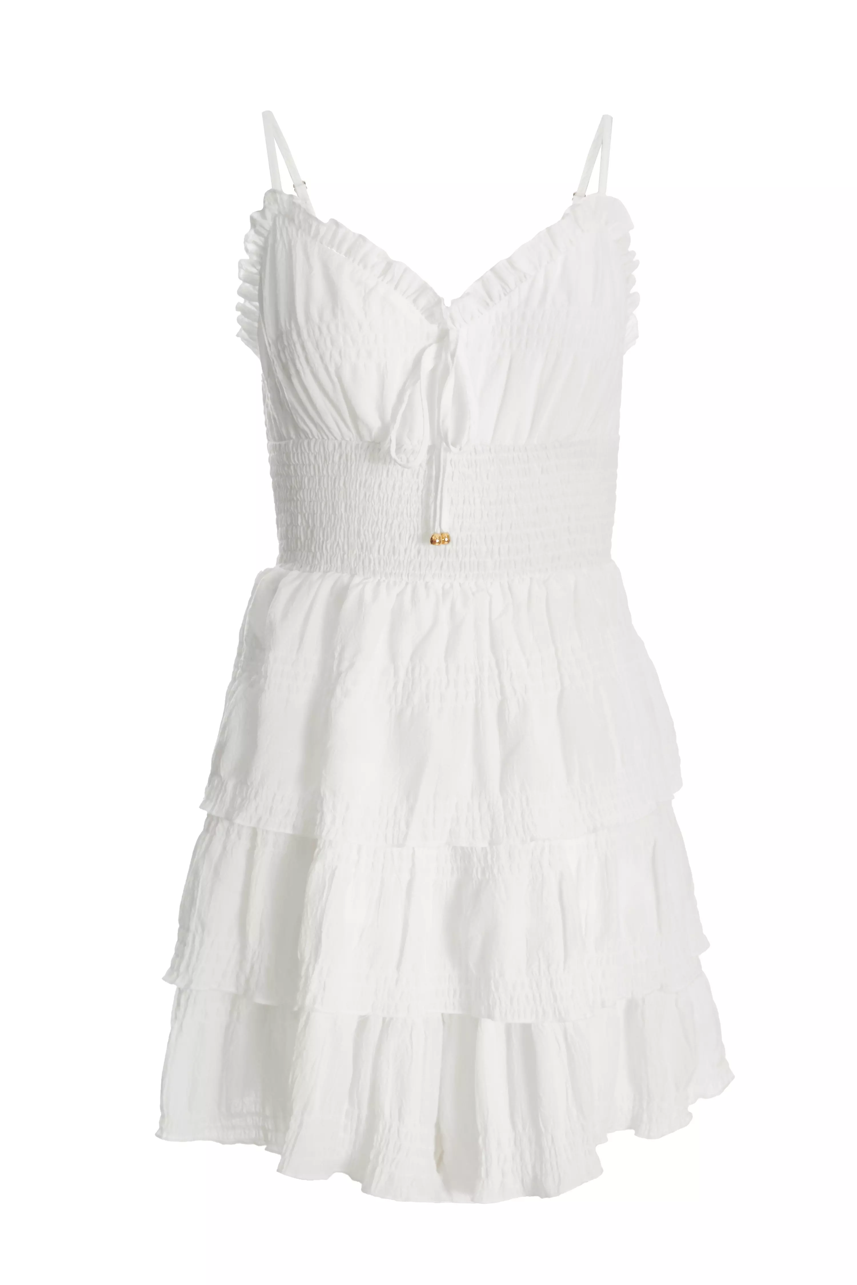 White Ruffle Tiered Playsuit