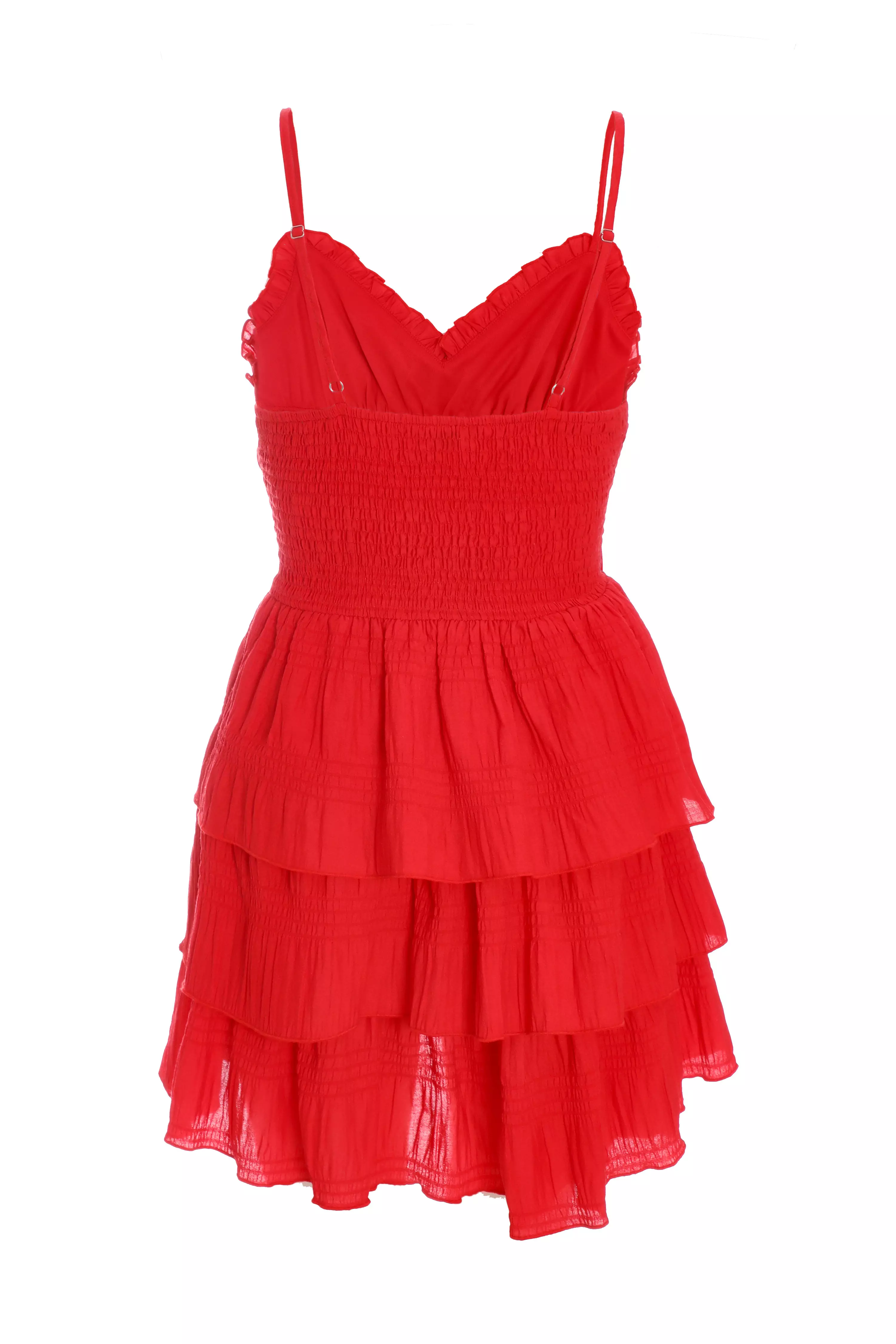Red Ruffle Tiered Playsuit