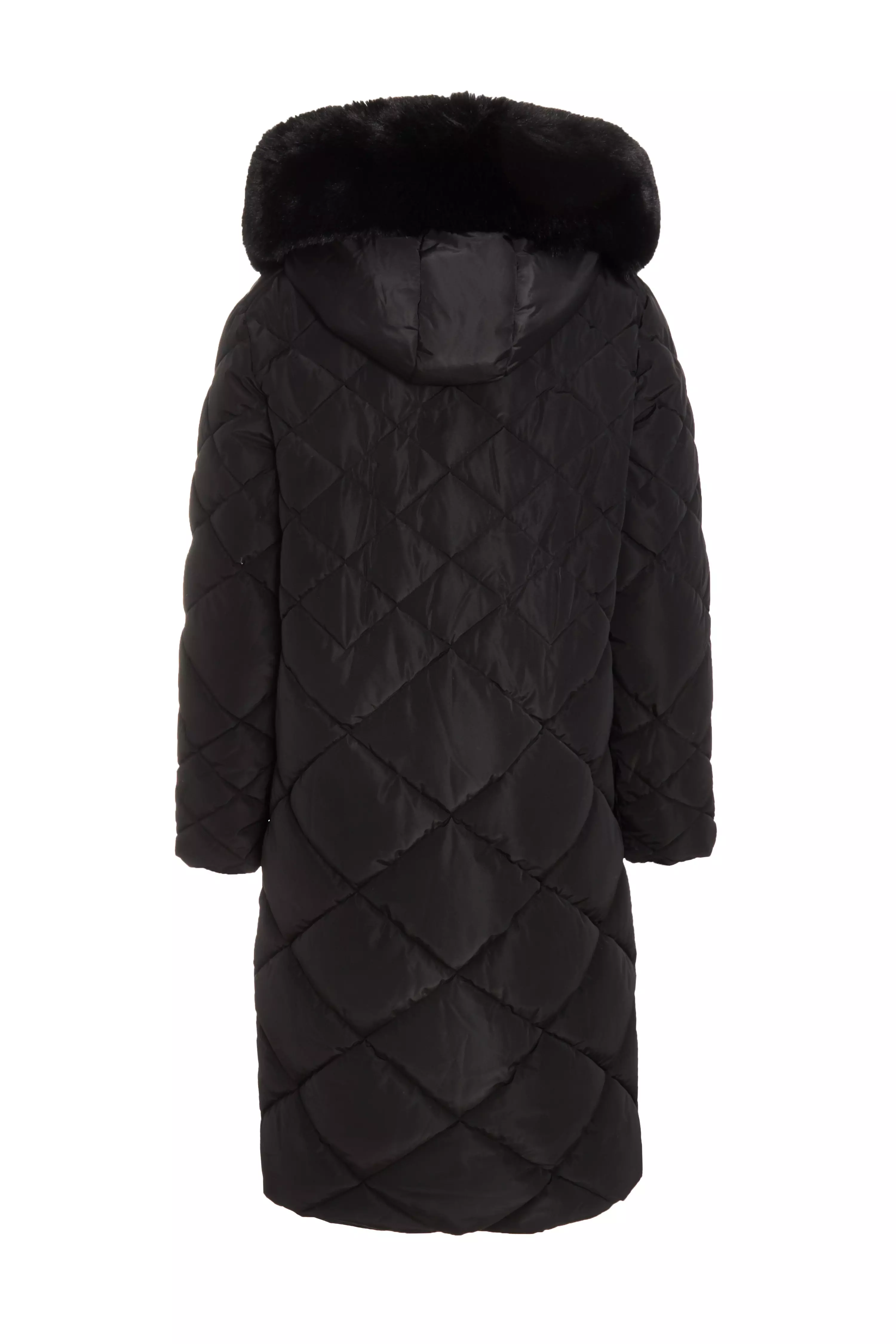 Petite Black Quilted Long Parka