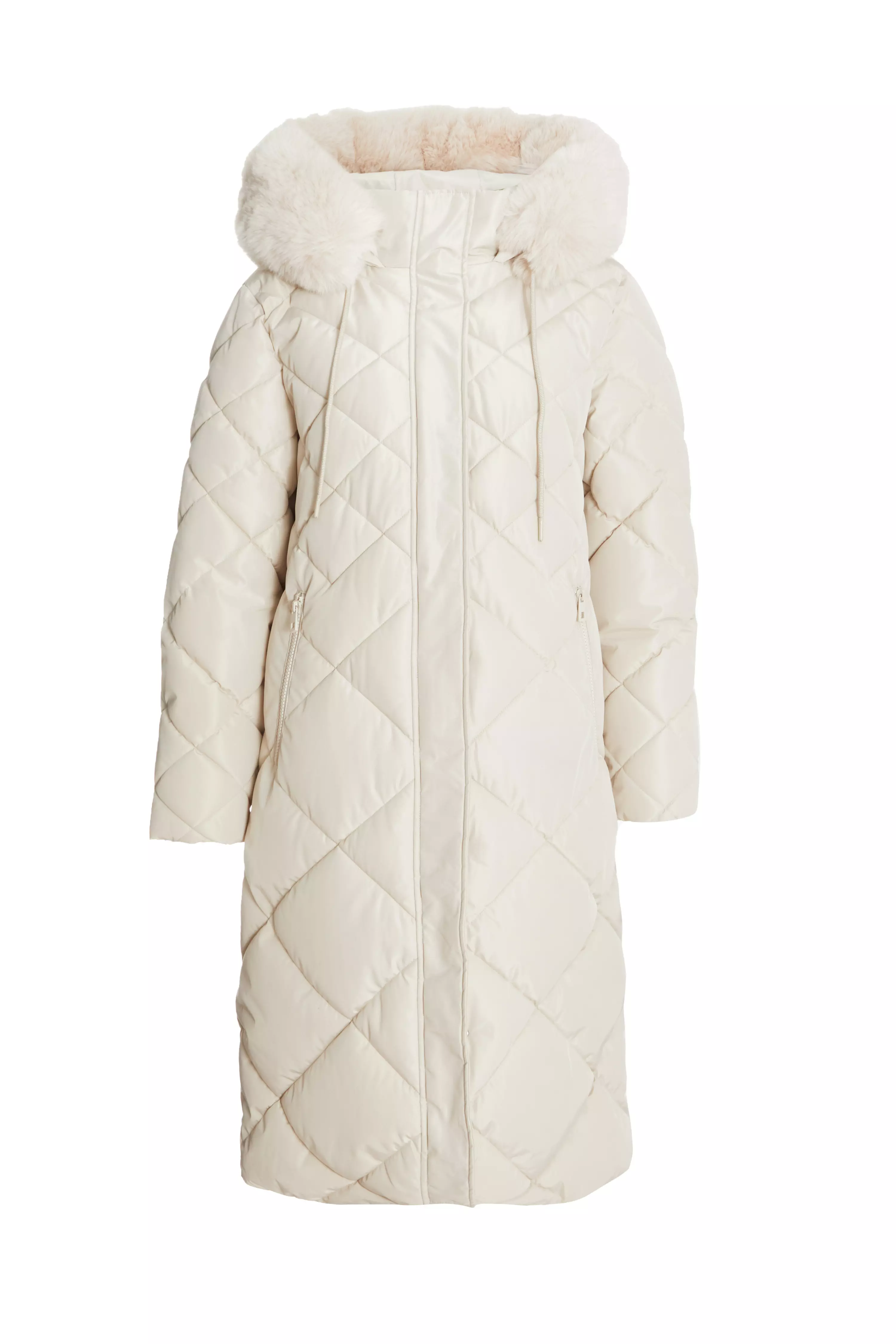 Petite Stone Quilted Longline Parka