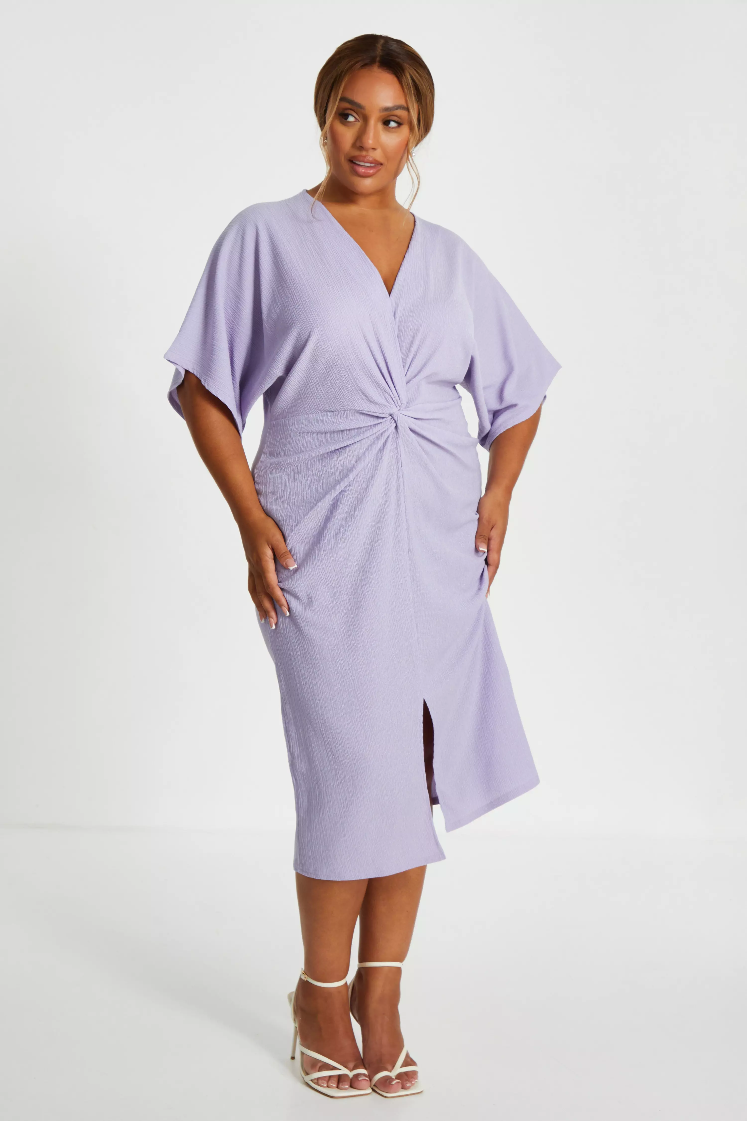 Curve Lilac Knot Front Midi Dress