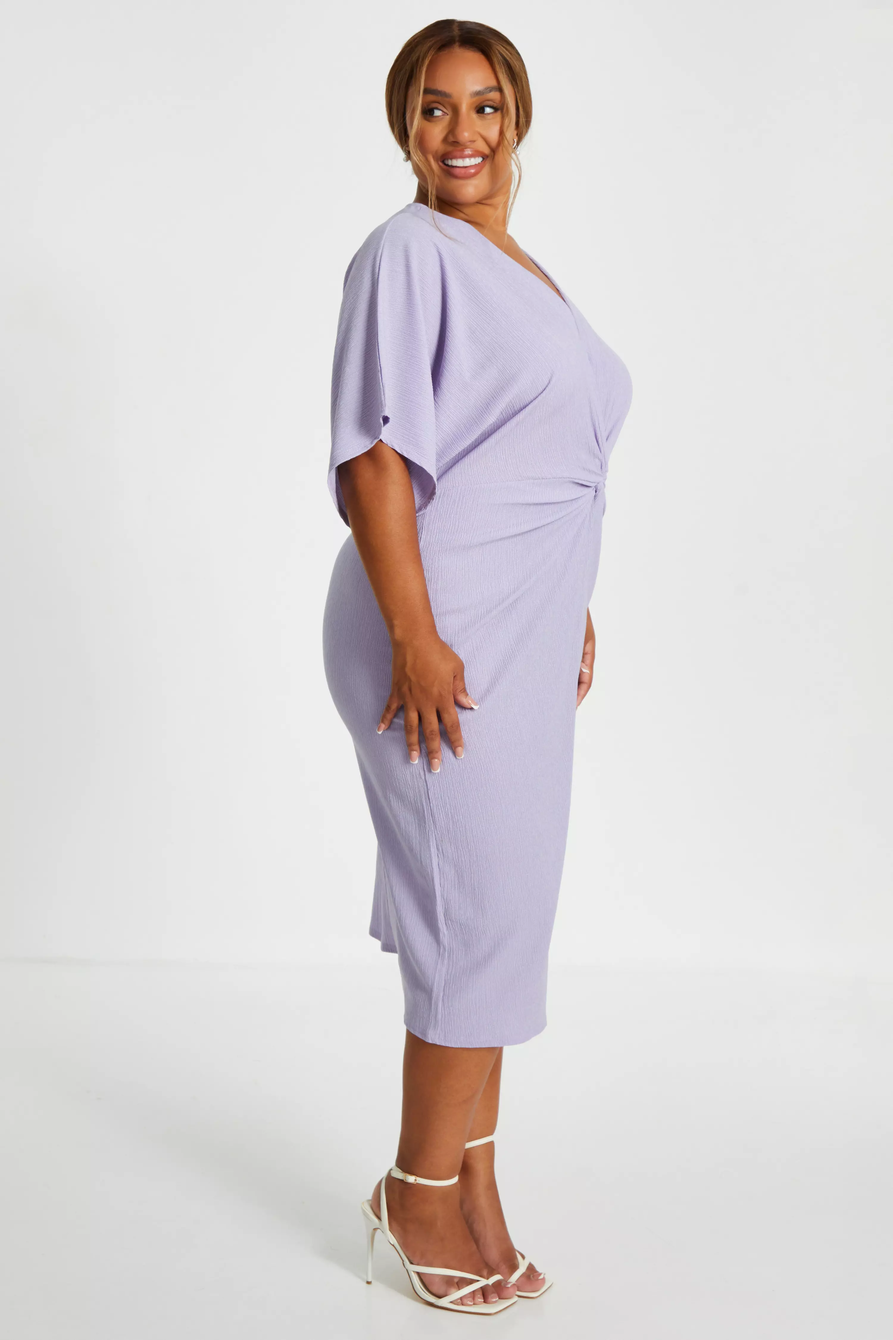 Curve Lilac Knot Front Midi Dress