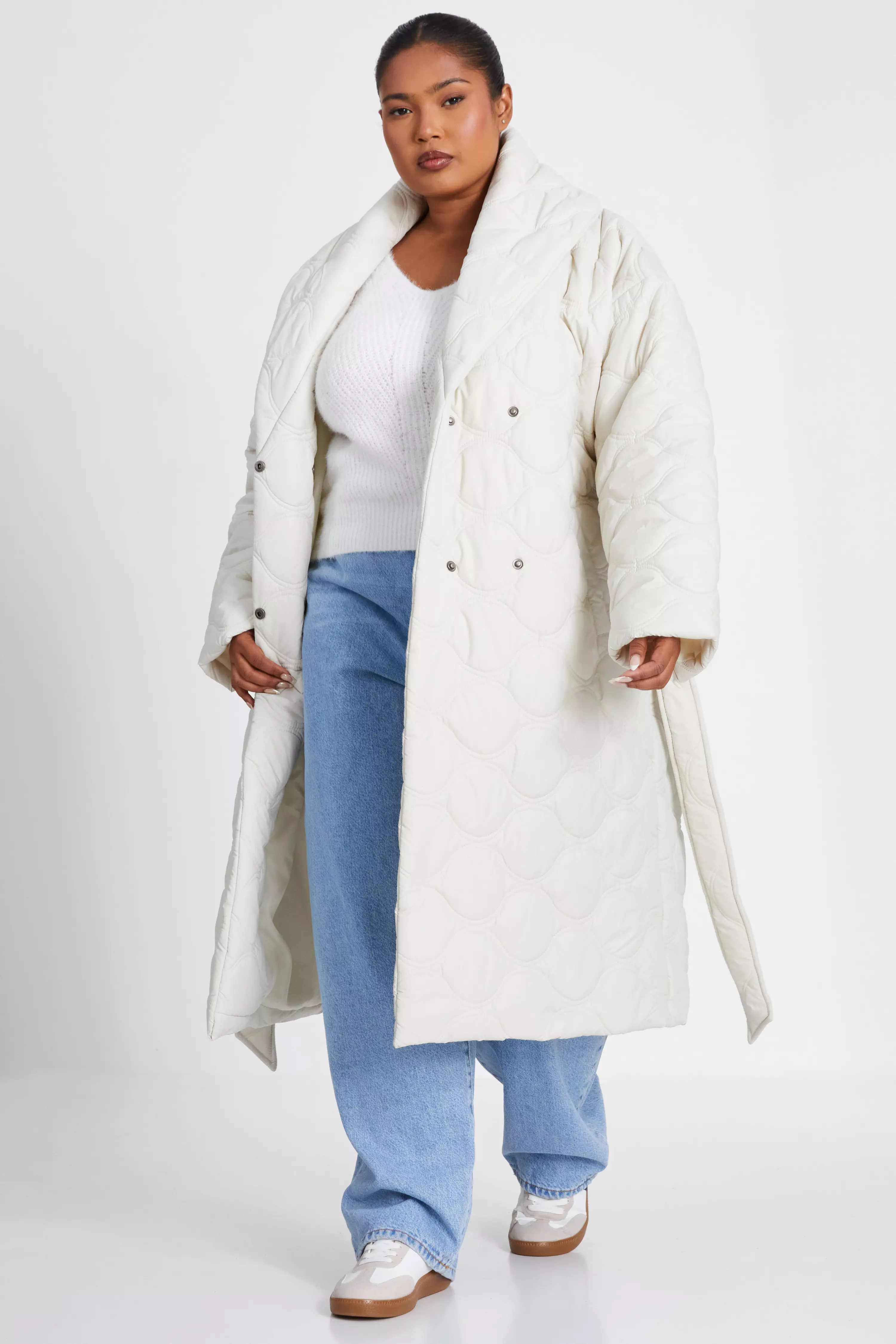 Curve Quilted Wrap Coat 