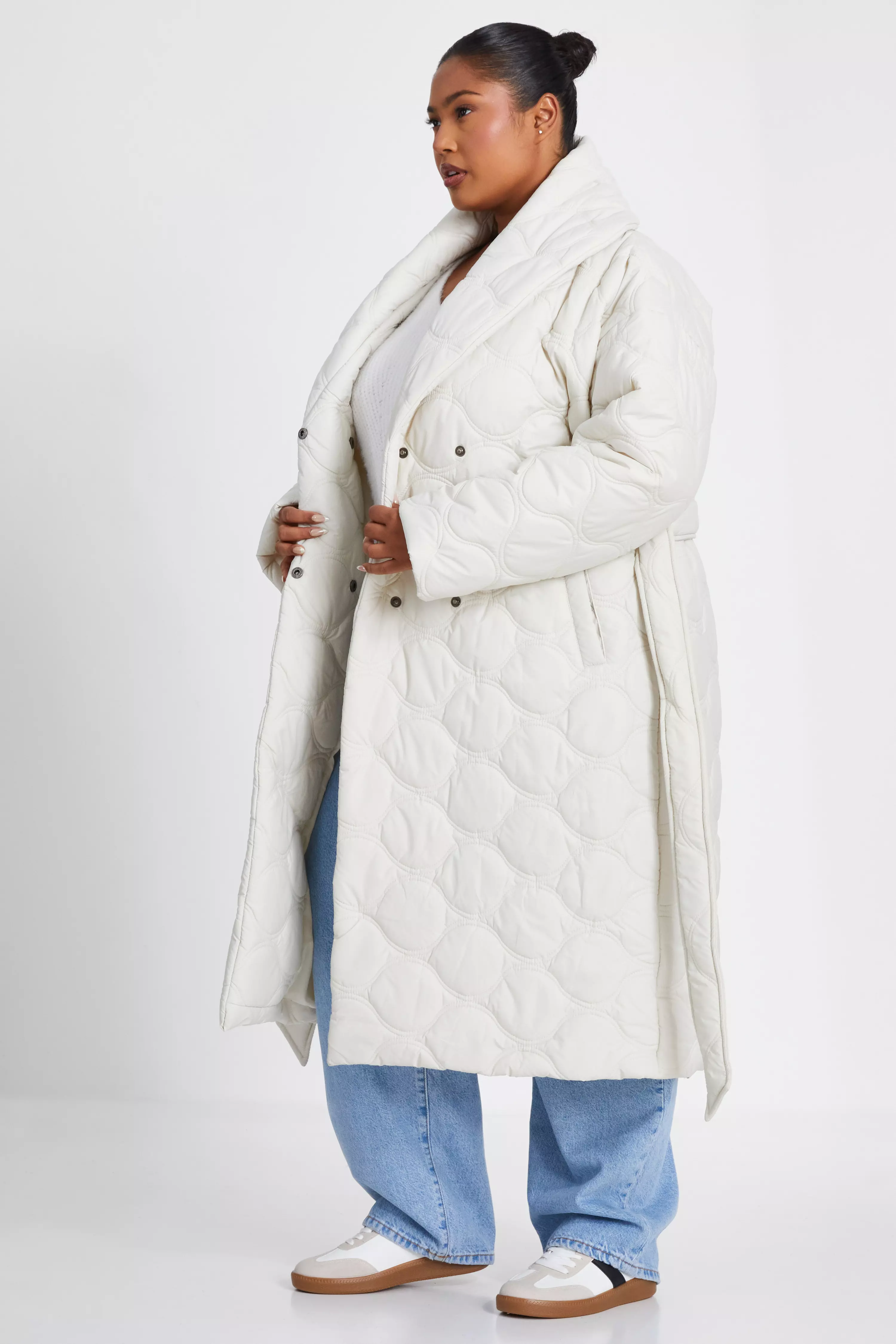 Curve Quilted Wrap Coat 