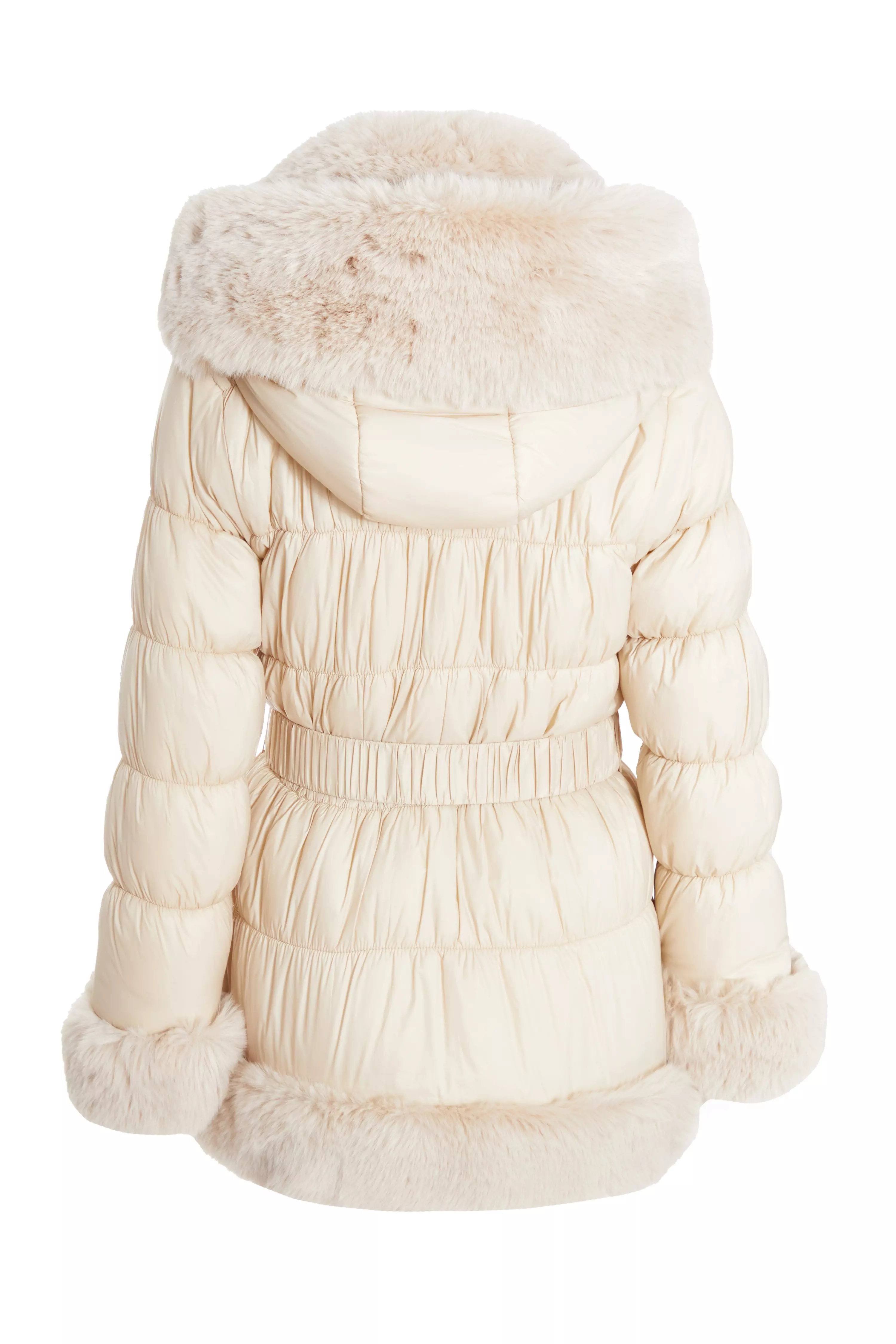 Stone Padded Faux Fur Trim Jacket