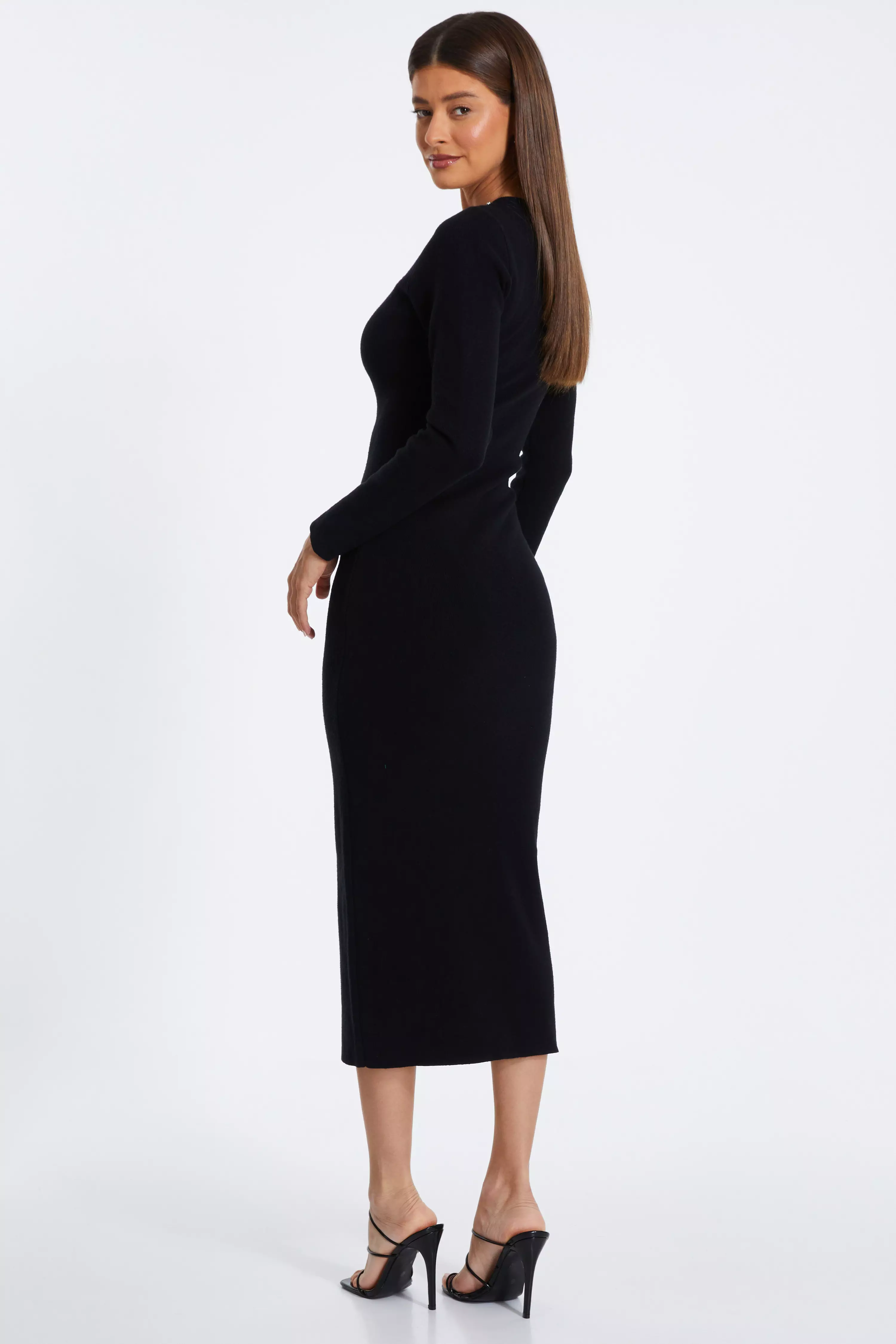 Black Diamante Trim Jumper Dress