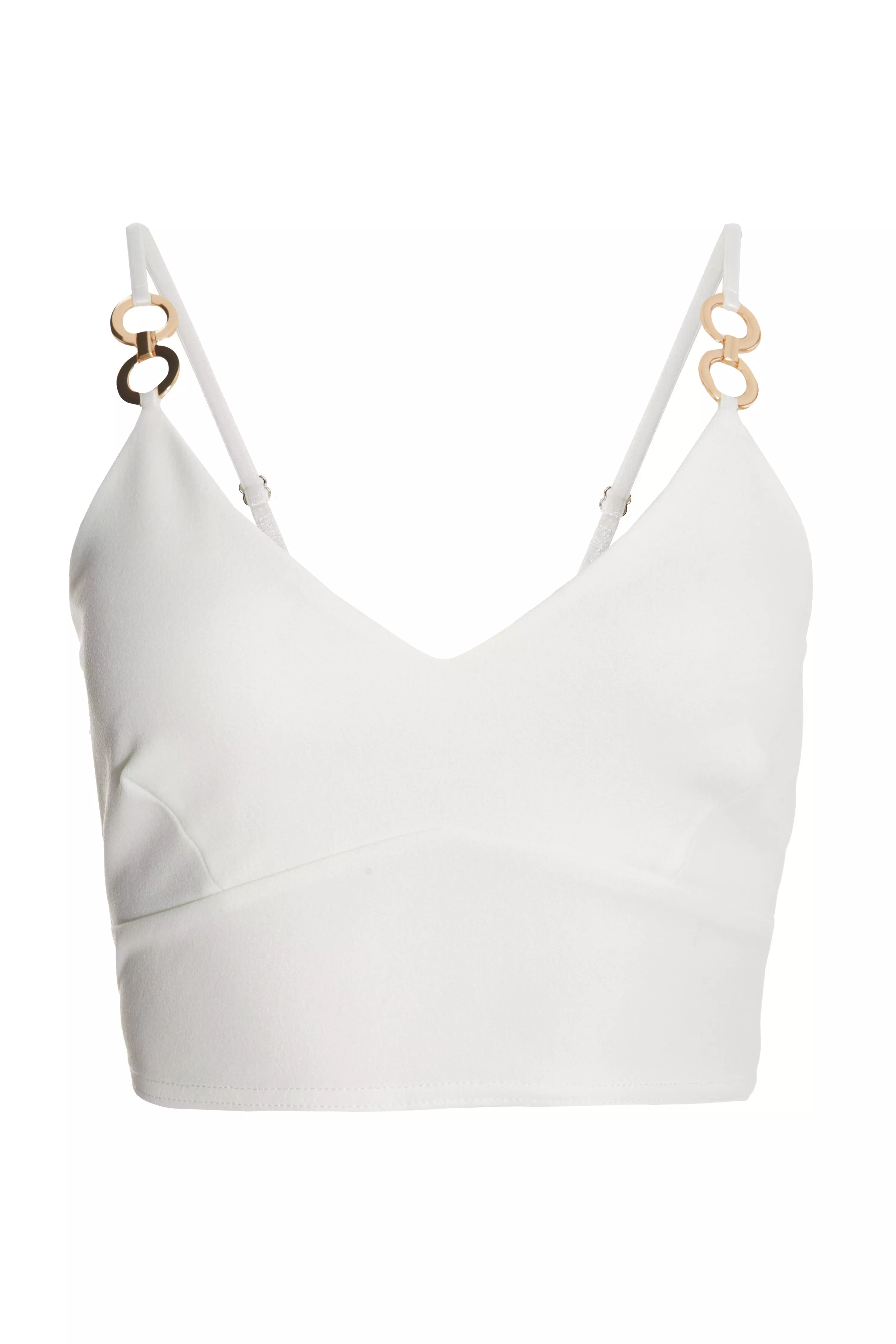 Cream Gold Strappy Crop Top