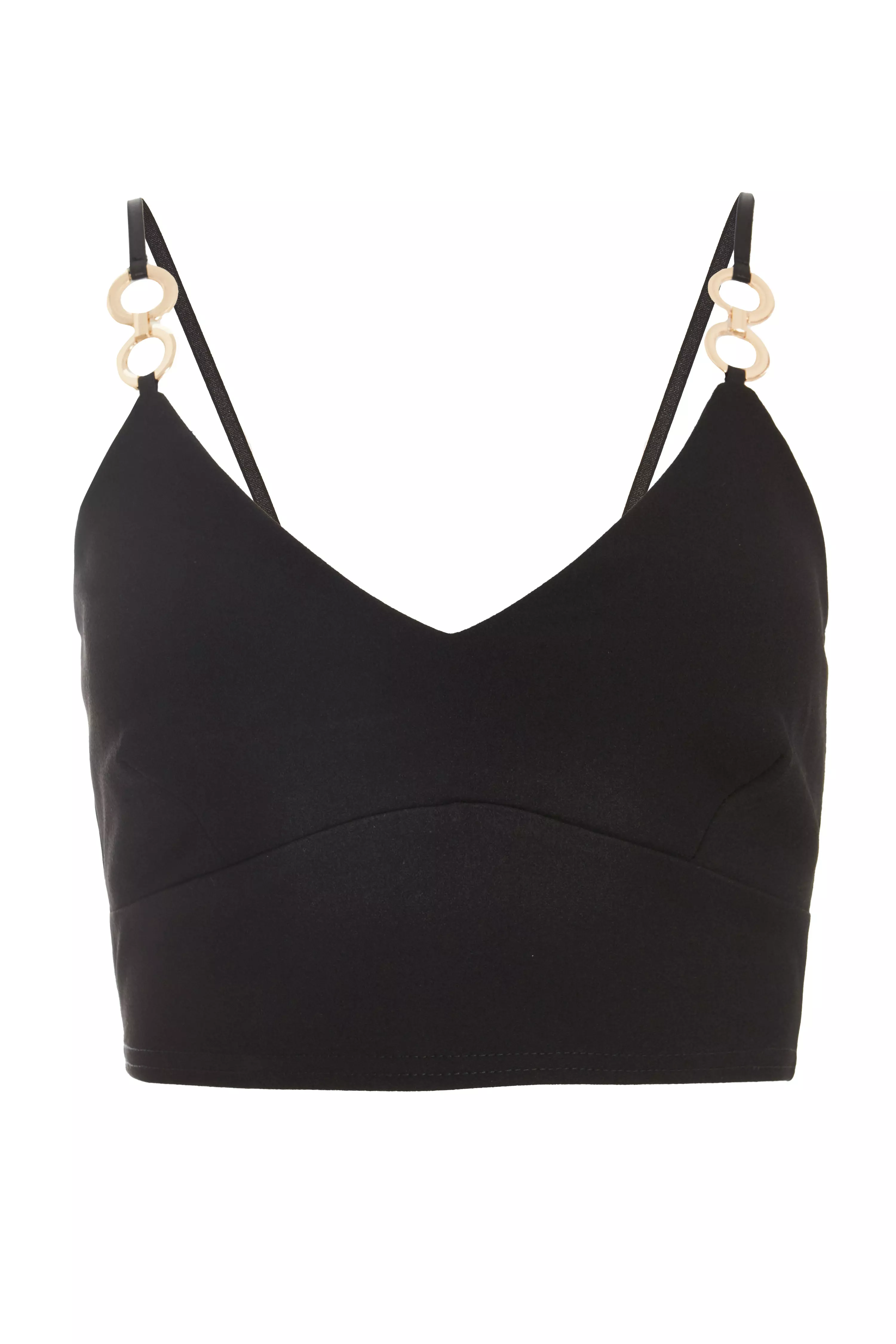 Black Gold Strappy Crop Top