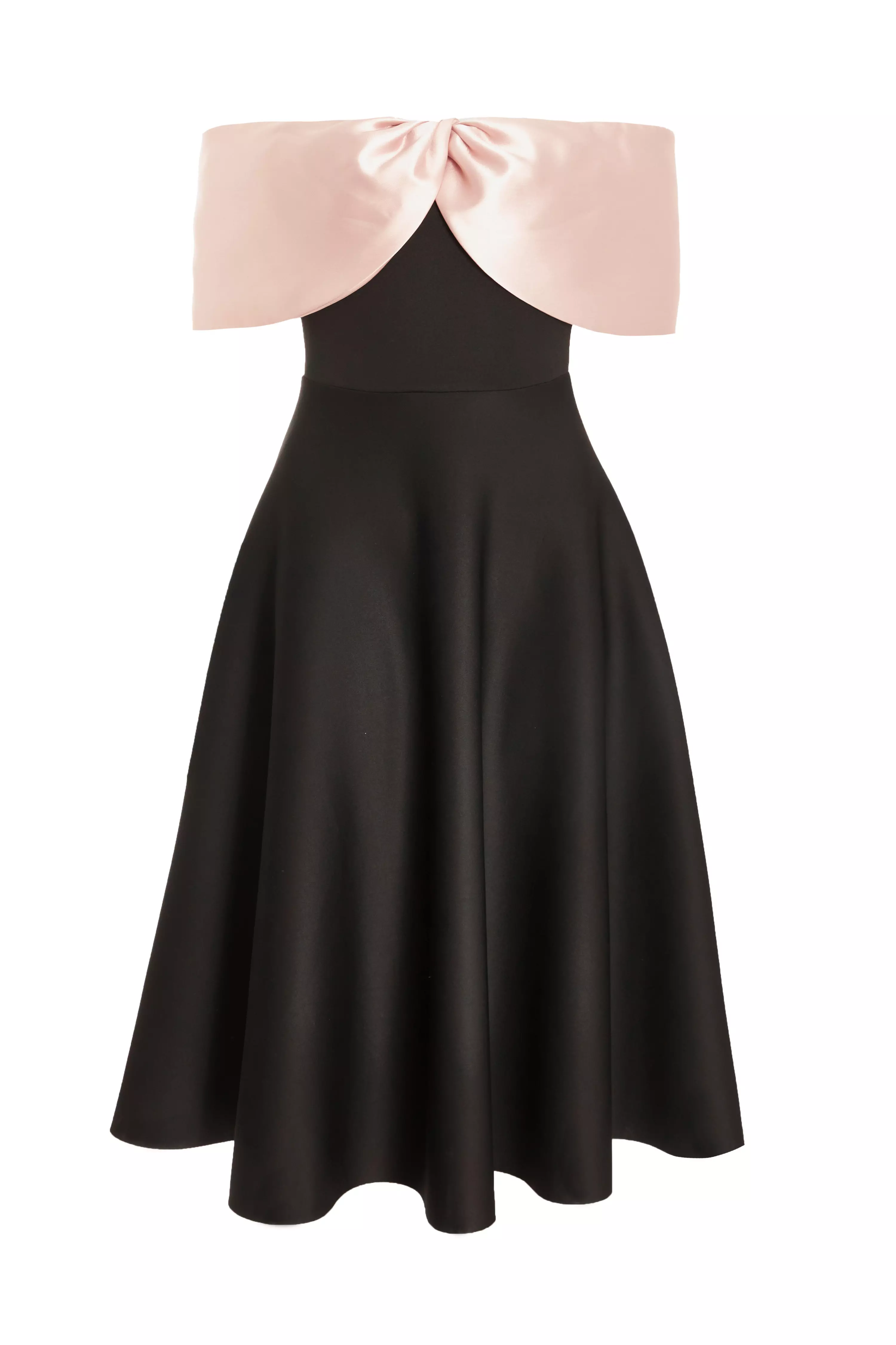 Black Bardot Midi Skater Dress