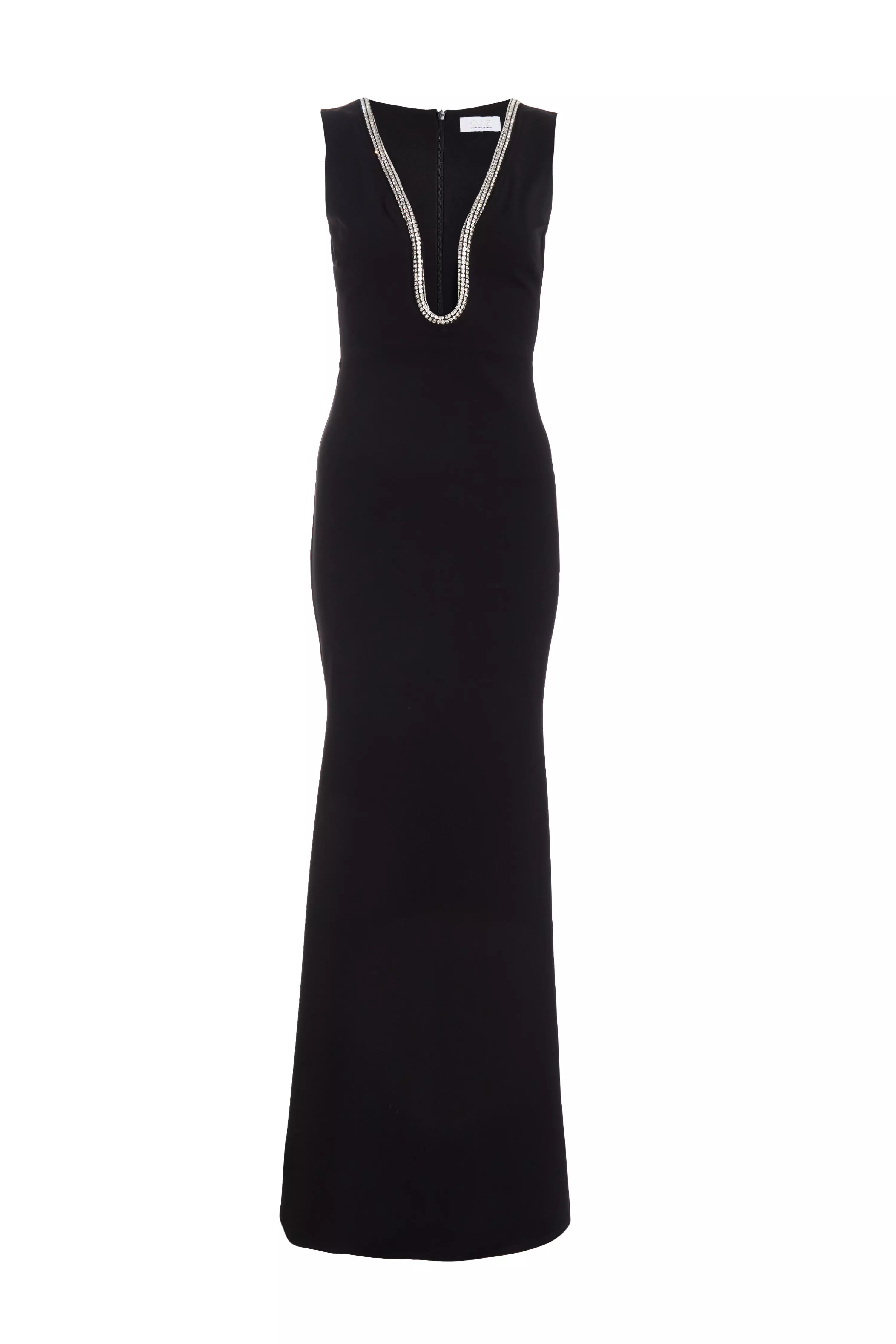 Black Diamante Trim Maxi Dress