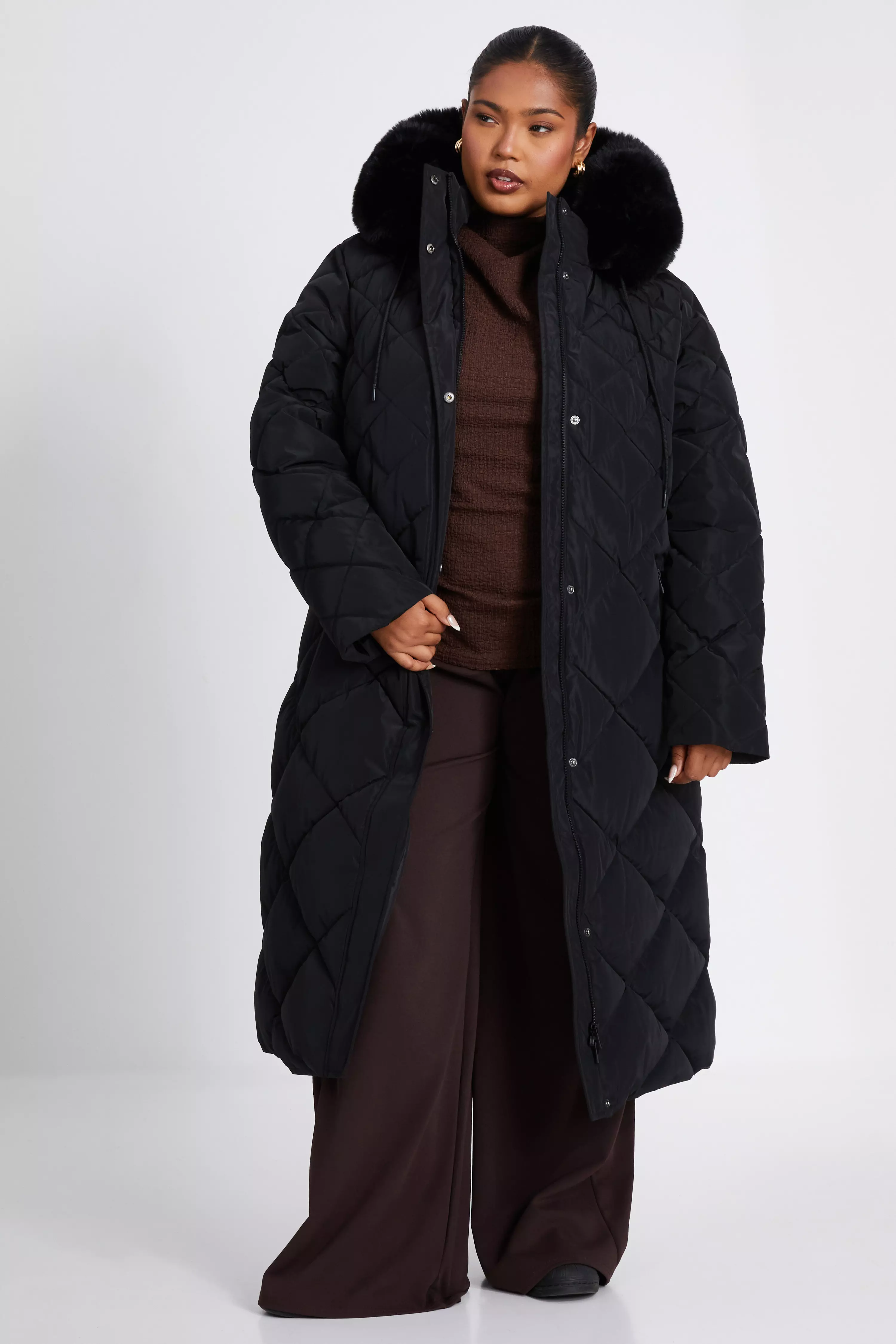 Curve Black Quilted Parka