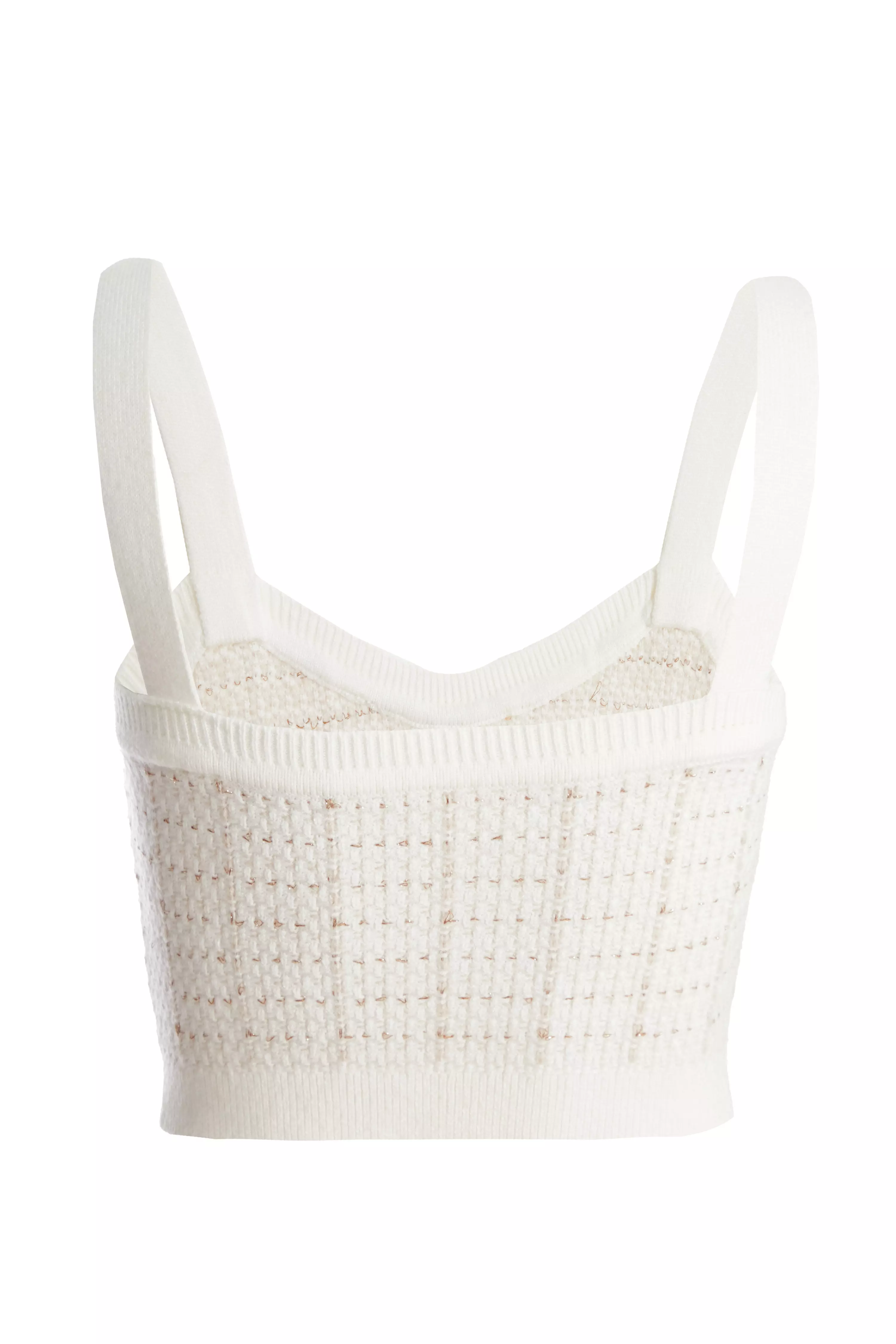 Cream Boucle Knit Crop Top