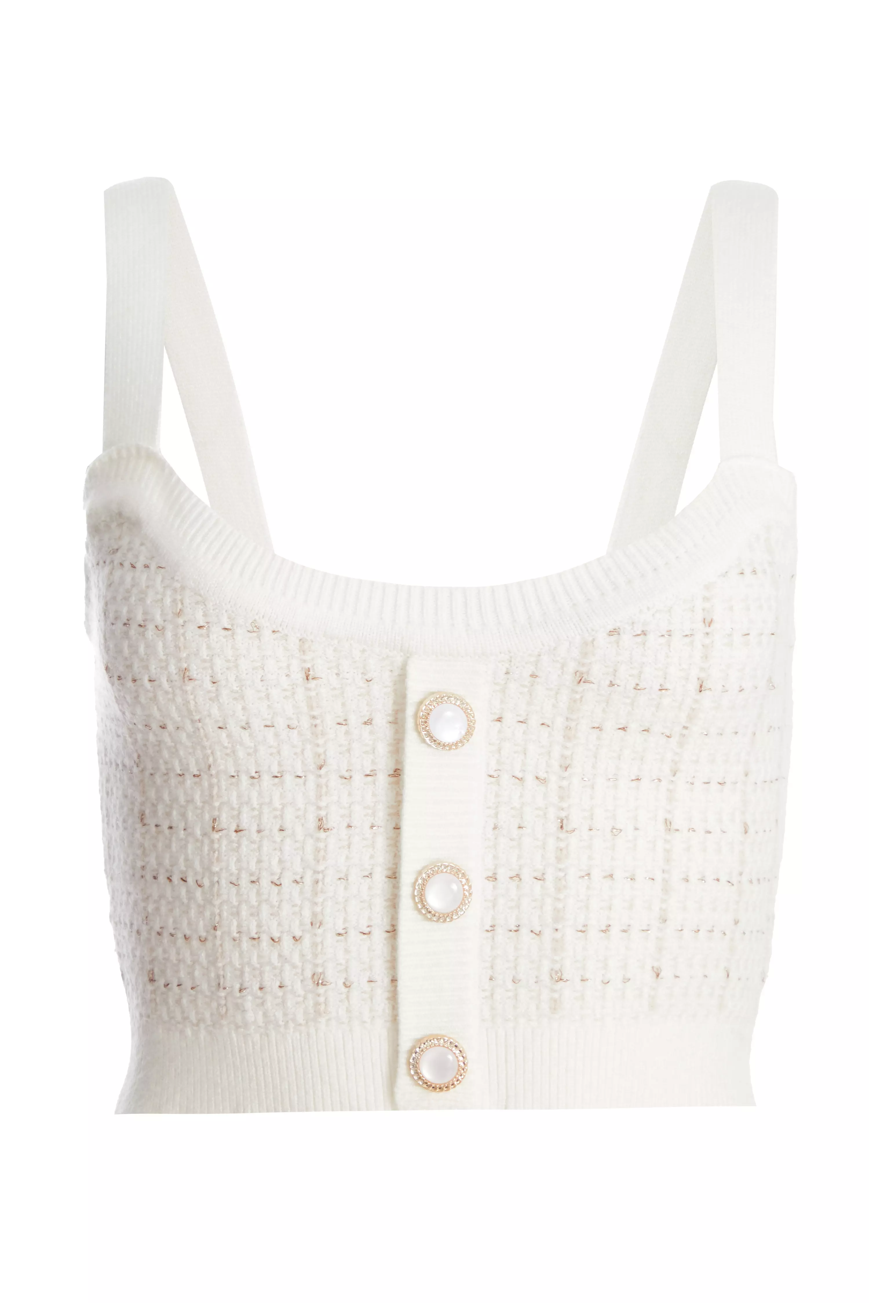 Cream Boucle Knit Crop Top