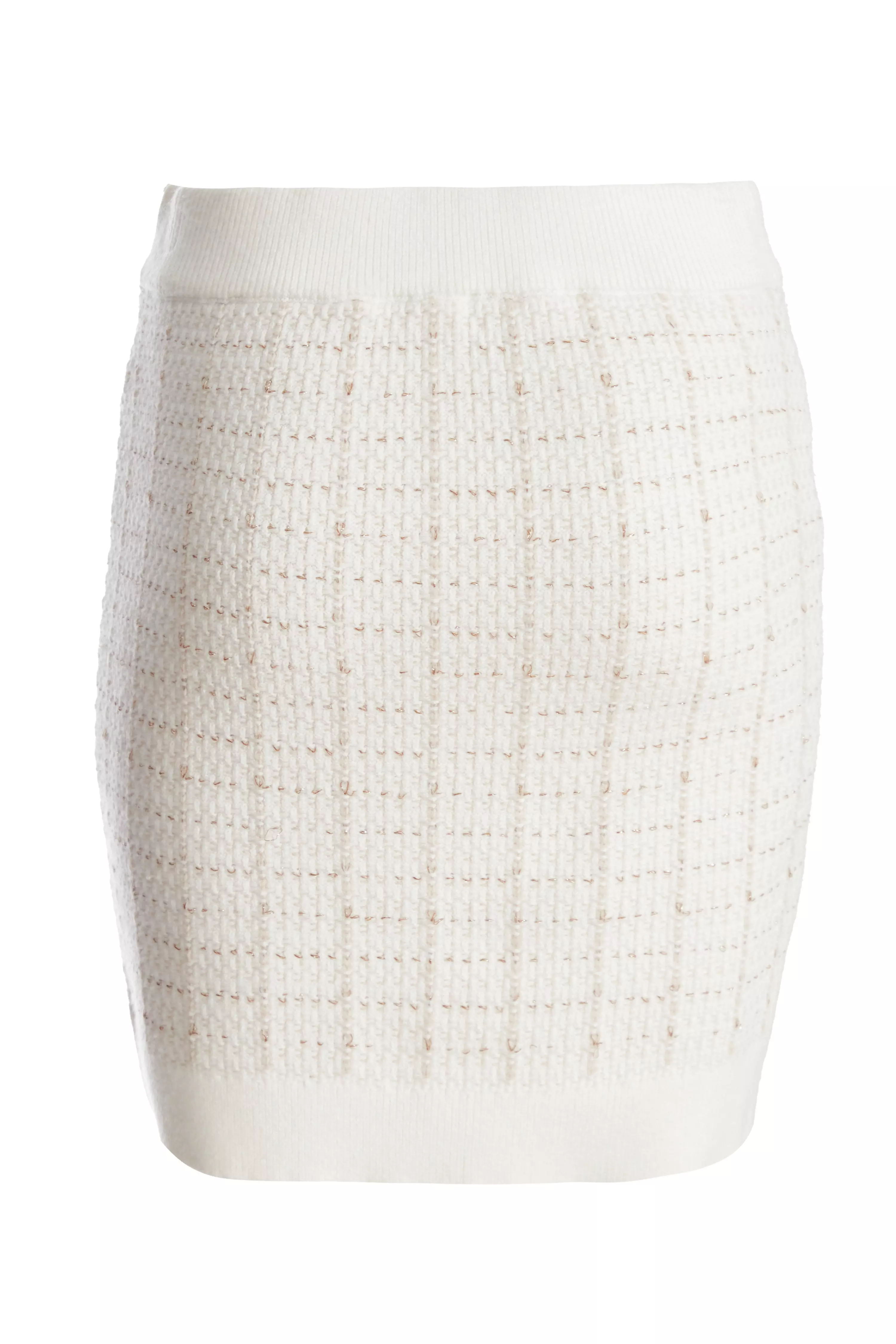 Cream Boucle Knit Mini Skirt