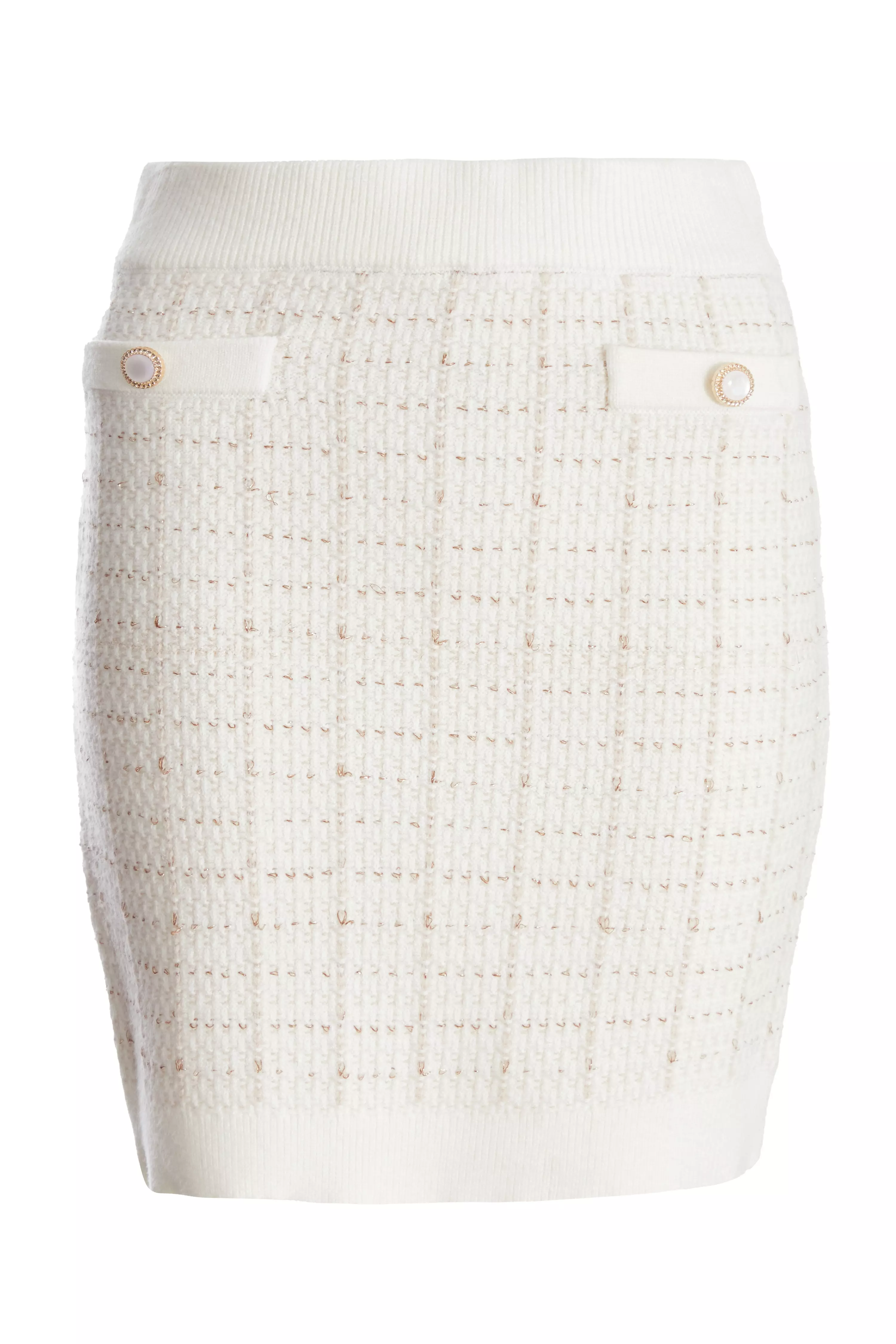 Cream Boucle Knit Mini Skirt