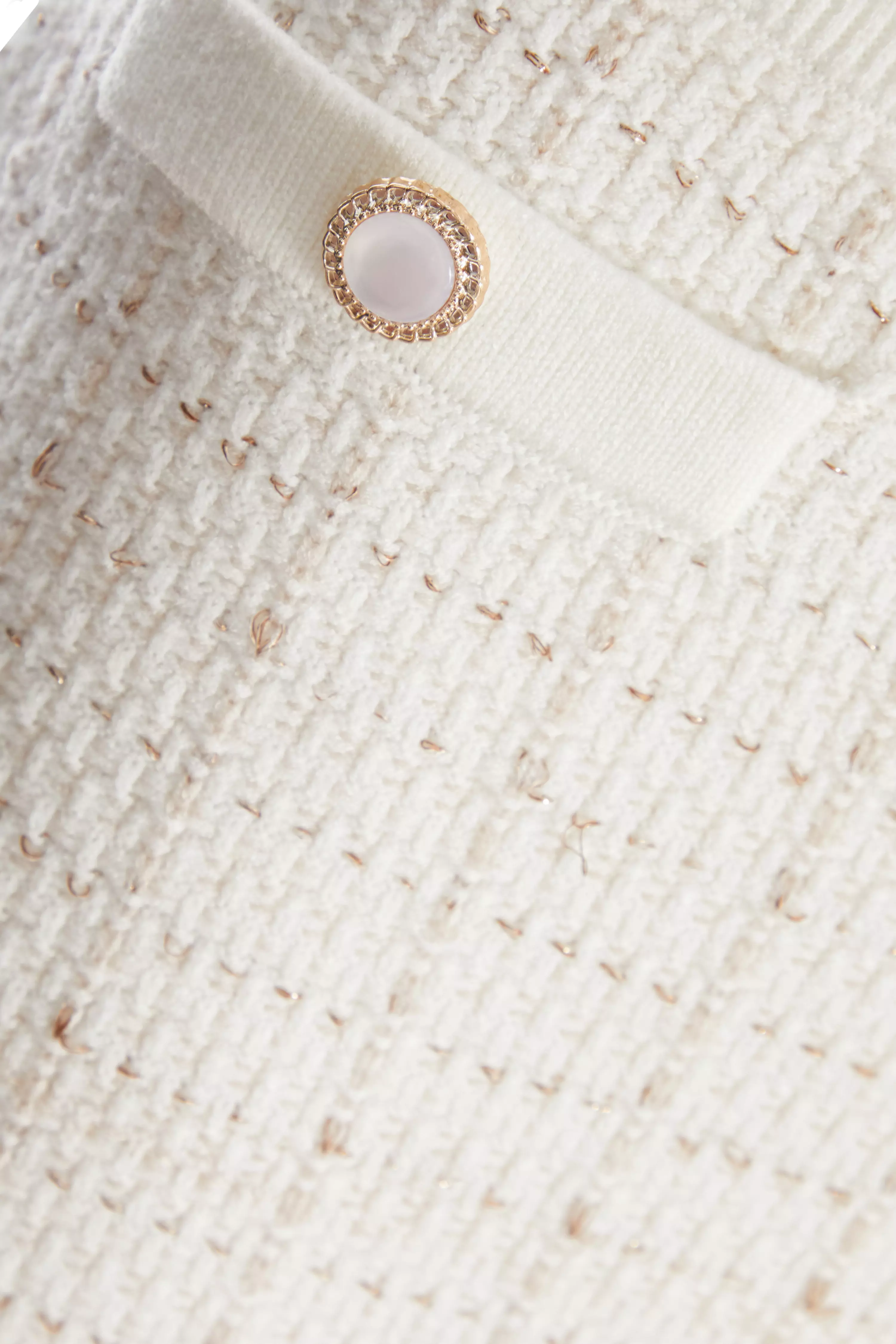 Cream Boucle Knit Mini Skirt