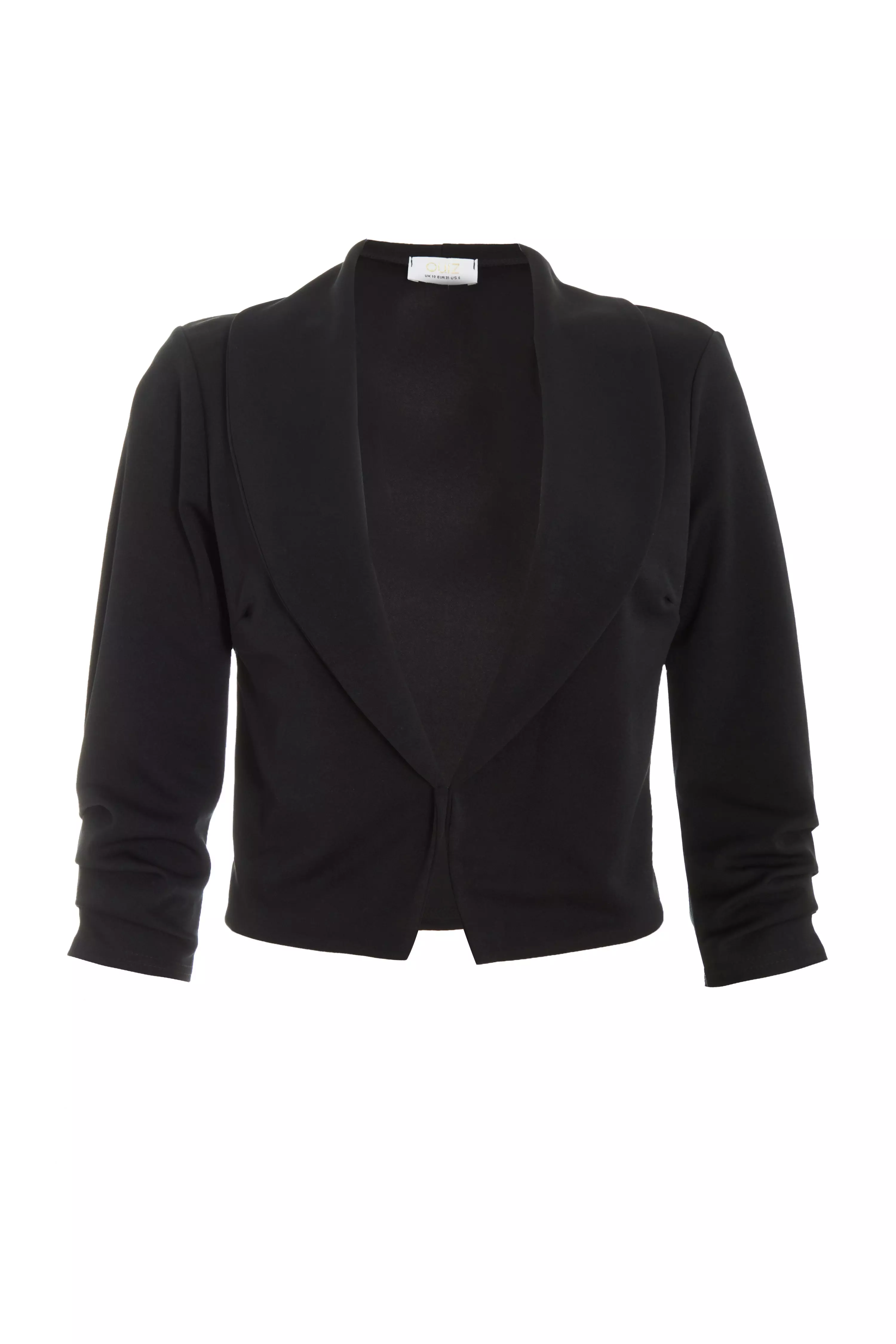 Black Shawl Collar Crop Jacket