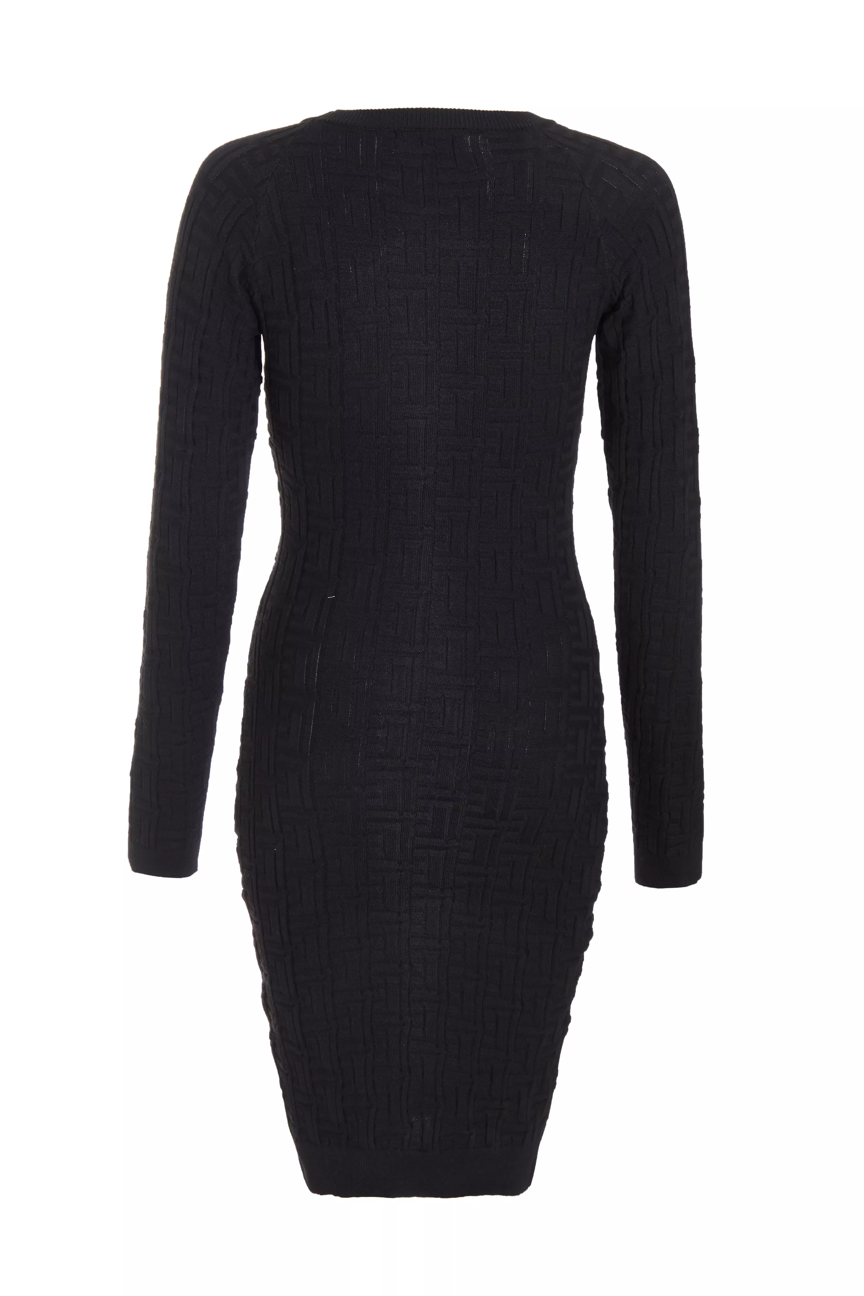 Black Knitted Jacquard Mini Dress