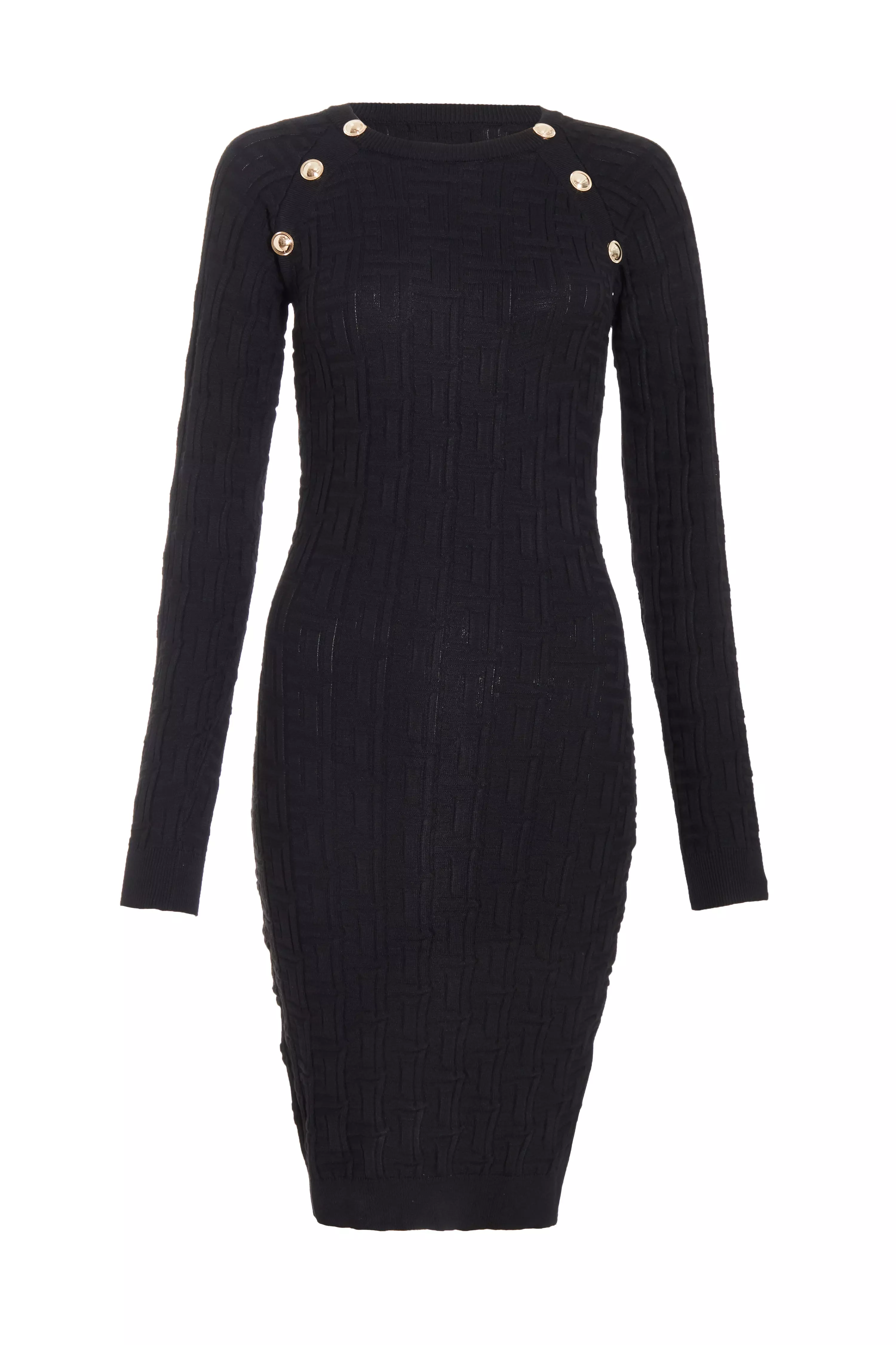 Black Knitted Jacquard Mini Dress