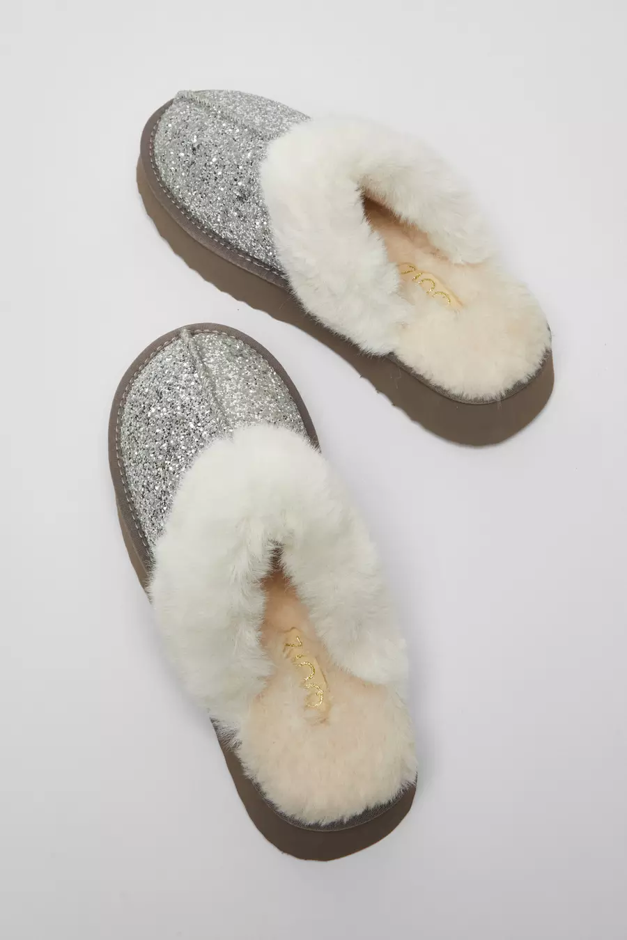 Silver Glitter Slippers QUIZ Clothing