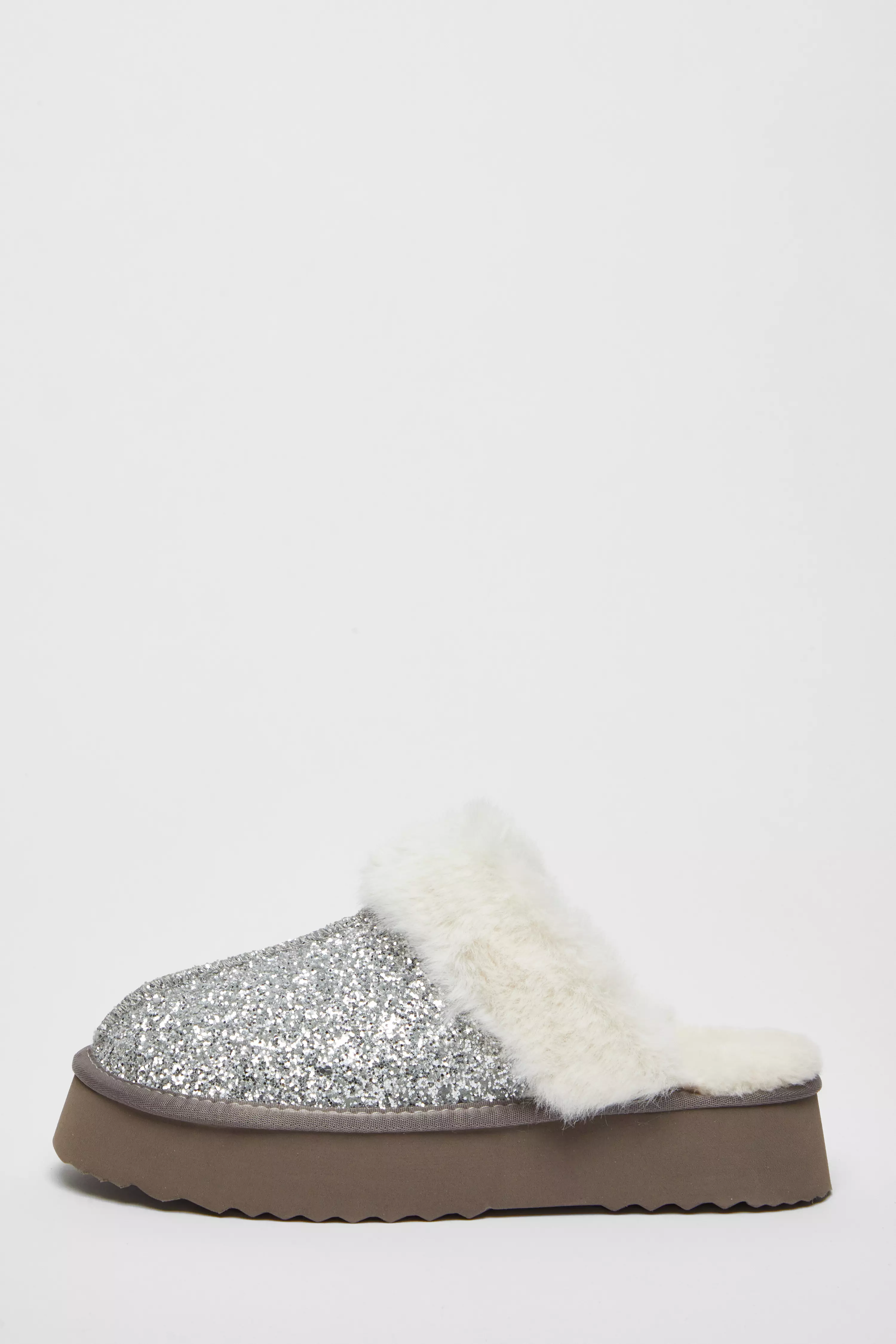 Silver Glitter Slippers